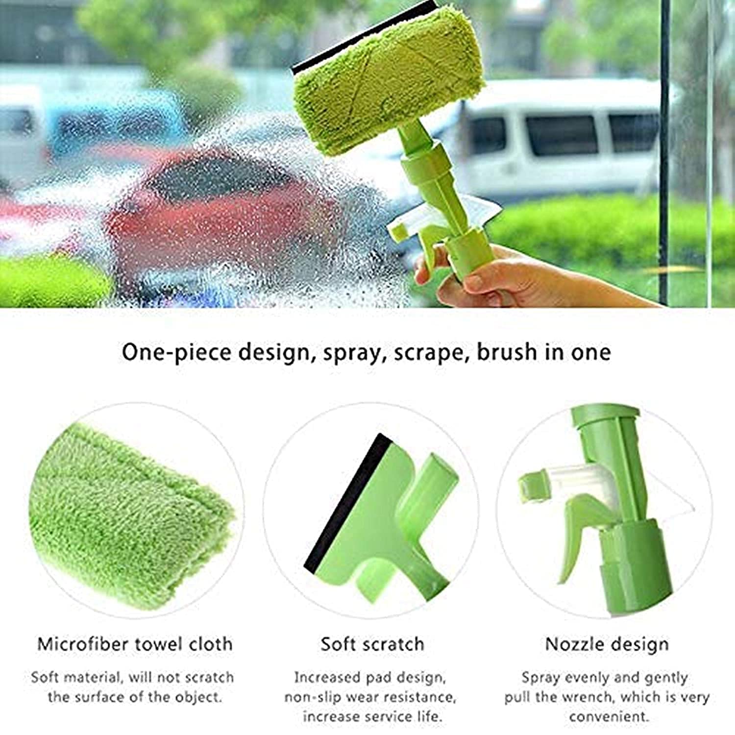 FYCAN Window Squeegee Water Jet Glass Wiper Squeegee Double with Flannel Window Wiper to Clean The Glass Wiper Window Squeegee 1