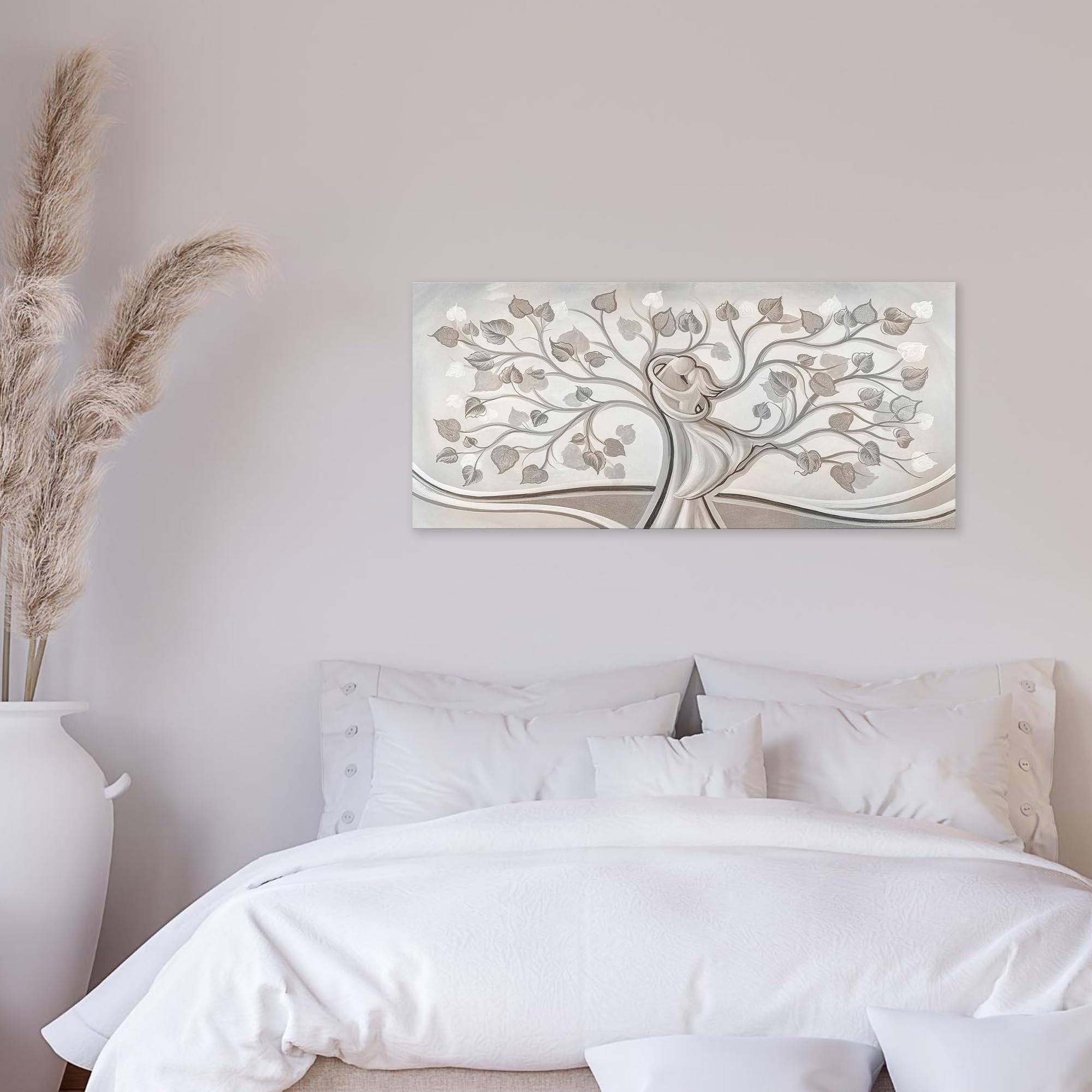 Lupia - Quadro Moderno PICTURES Albero Abbraccio su Tela Materica, Stampa Astratta, Decorazione per Soggiorno, Camera da Letto, Ufficio, Hotel, 52x122 cm, Tela, Made in Italy
