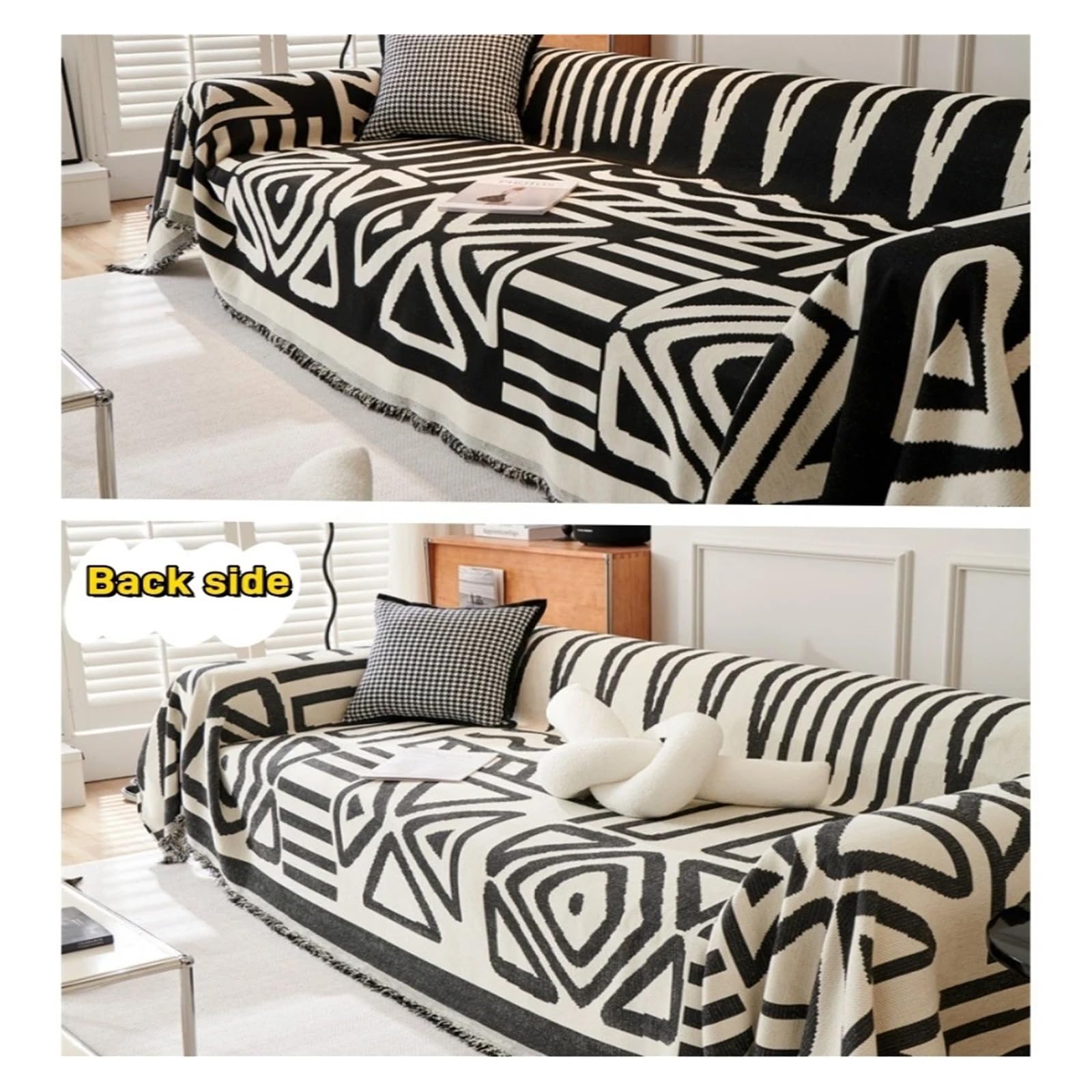Sofa Handtuch Chenille-Sofatuch mit Quasten, doppelseitig, for Wohnzimmer, Camping, Picknick, große Decke, Freizeit, Entspannung, Strandtuch(Light Grey,90 * 120cm)