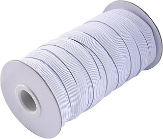 20 Yard 1 cm Rotolo di Elastici Larghe Cordino Elastico Piatto a Maglia Corda Elastico da Cucitura, Bianco