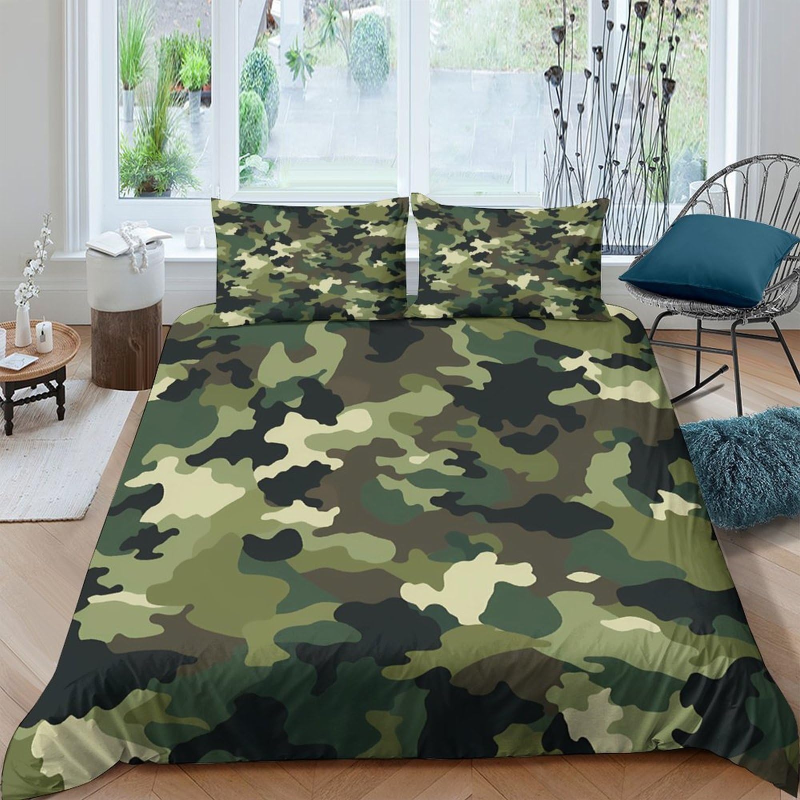 Ctjqhvkz Style-4 3D Printed Camouflage Jungle Fitted Sheet Microfiber Soft Breathable Army Green Mattress Cover For Bedroom Guest Room Decor Single（135X200cm）