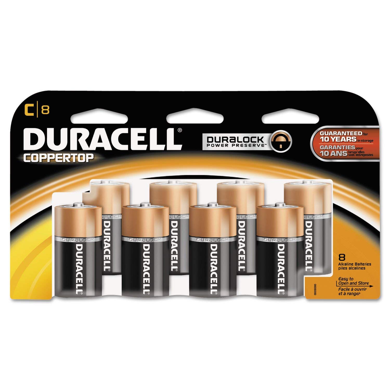 Duracell MN14RT8Z CopperTop Alkaline Batteries, C, 8/PK