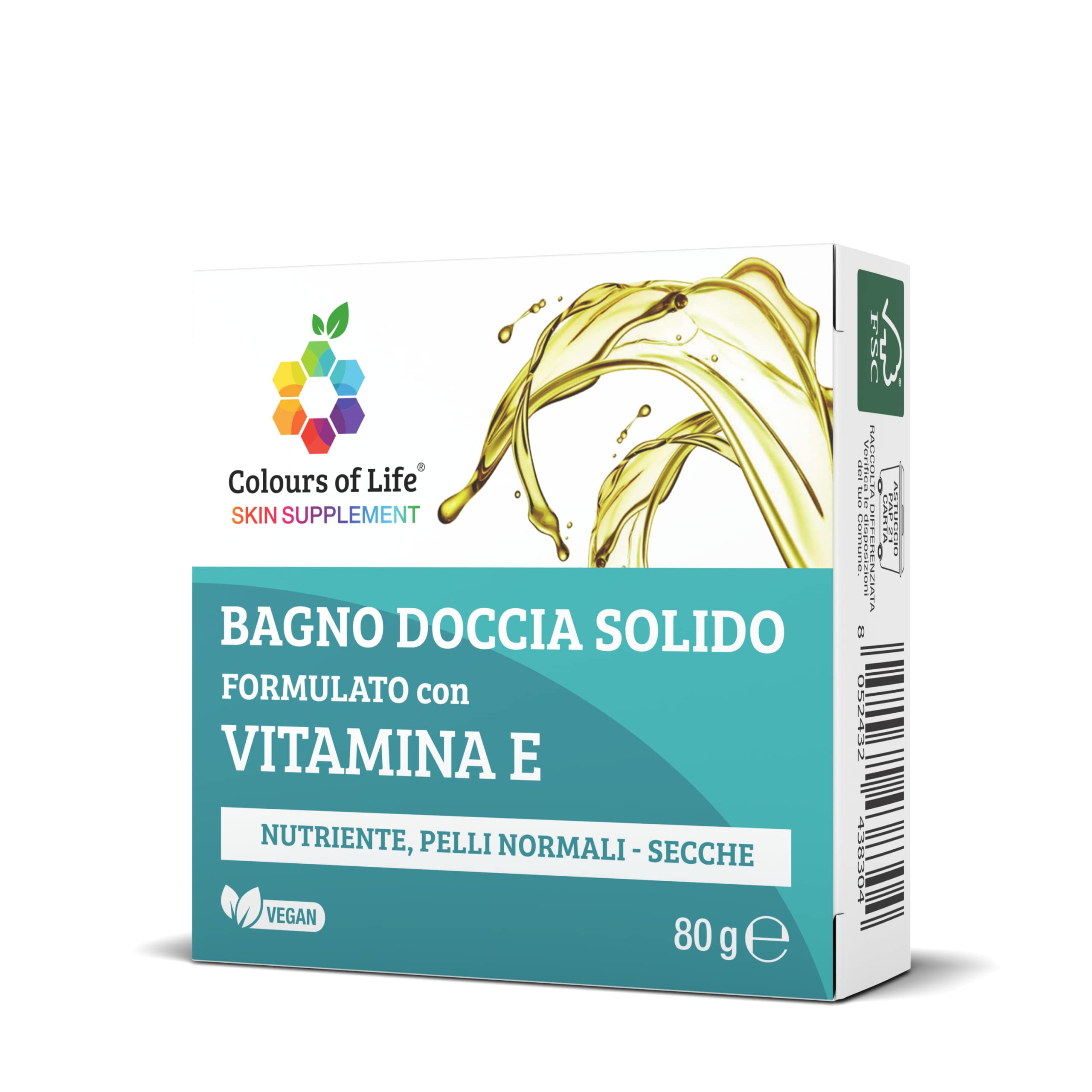 Colours of Life SKIN SUPPLEMENT - Bagno doccia solido VITAMINA E, 80 g