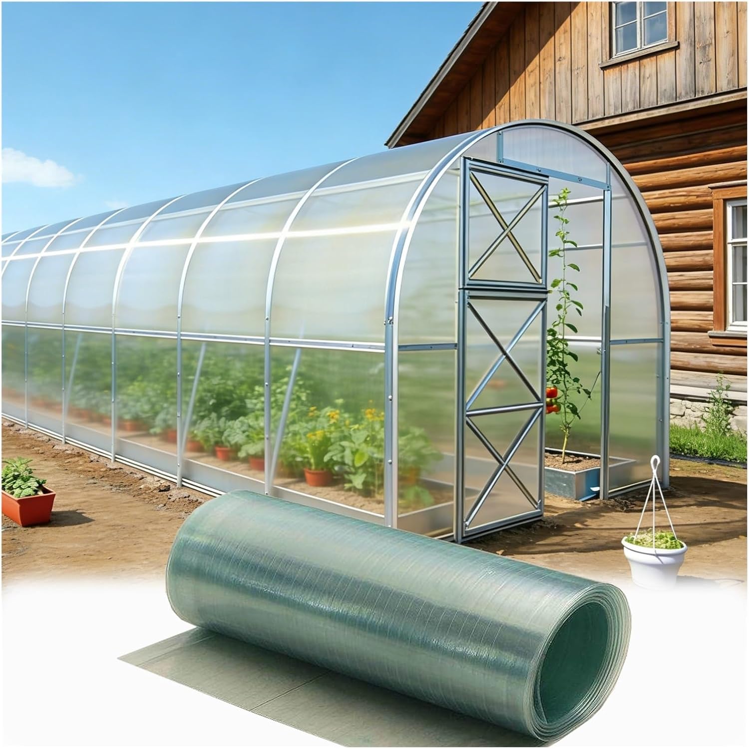 Polycarbonate Roofing Sheet Greenhouse Panels, Waterproof Cuttable Greenhouse Sheets Roofing Cladding for Outdoor, Greenhouses, Sheds, Carports(0.8x4m/2.62x13.12ft)