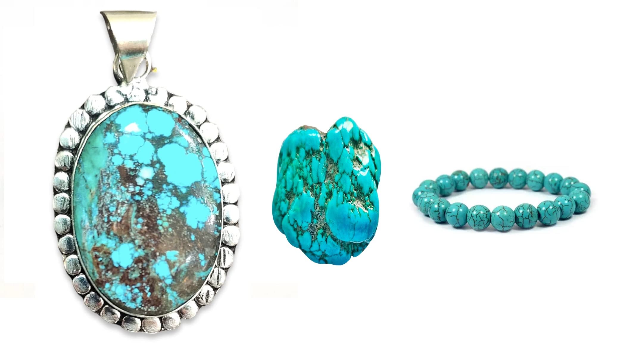 PANAKUMUS Turquoise Trio Pendant Bracelet and a Raw Turquoise Stone For Reiki healing and Crystal Healing Remove Negative Energy (B0BYZVHGP1) Amazon Price History, Amazon Price Tracker