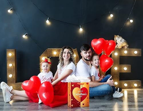 Miniatura 5 de WhatSign Bolsas de regalo para el día de San Valentín, bolsas de regalo grandes de 11.5 pulgadas con papel de seda y tarjeta, bolsas de regalo de