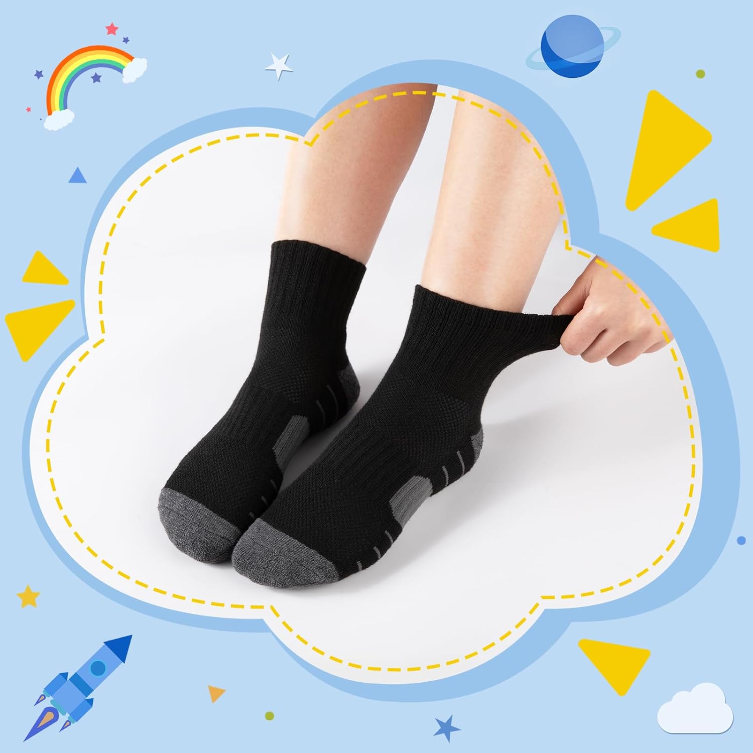 Comfoex 12 Pairs Boys Socks kids Cushioned Sport Short Quarter Athletic Sock For Little Big Kids 6-8 8-10 years - Image 6