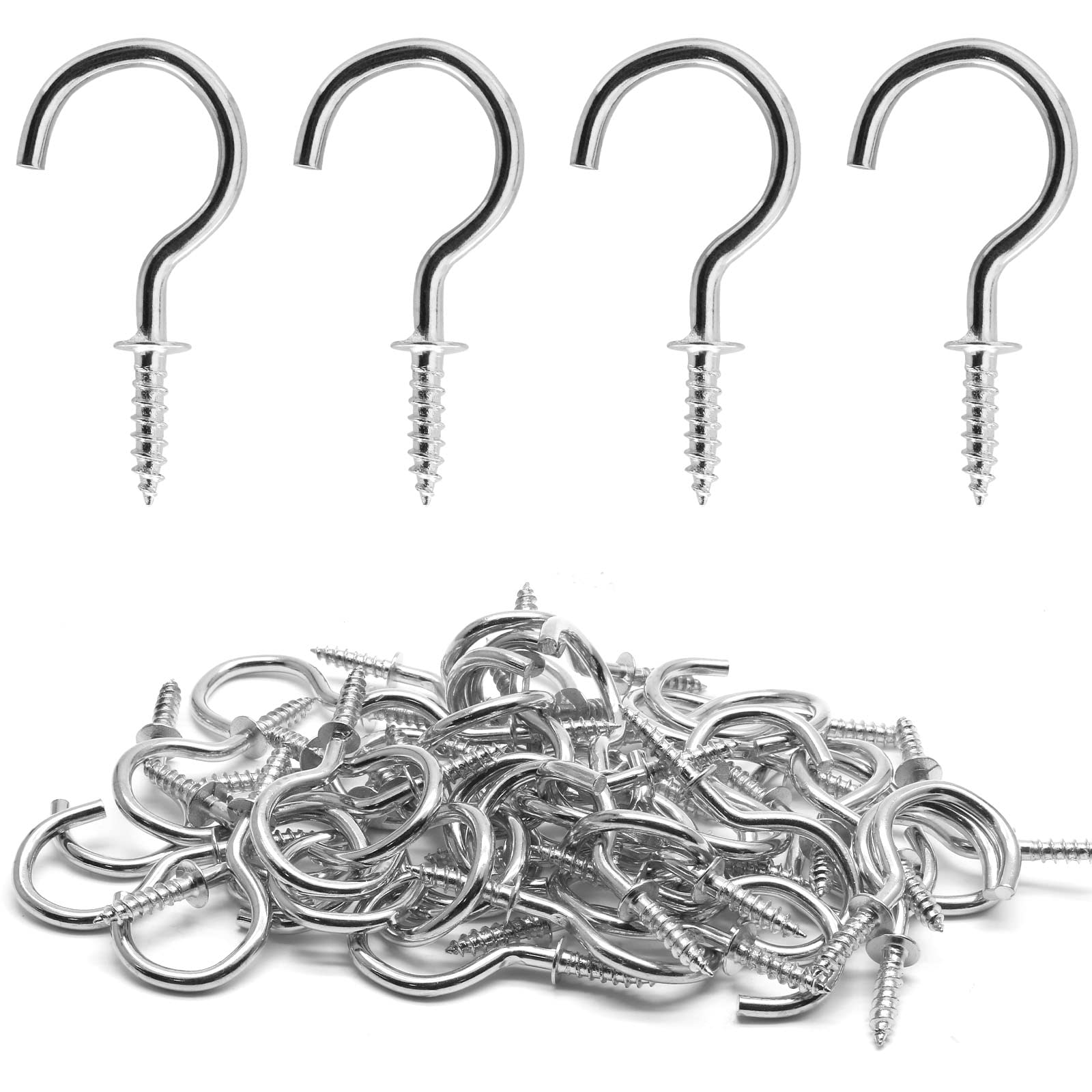 Biaungdo 1" Ceiling Cup Hooks, Silver, 60 Pcs