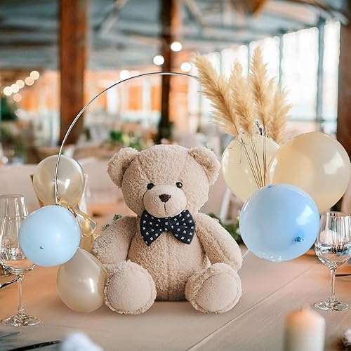 Miniatura 5 de OurWarm 24 piezas de decoración de mesa de aro floral de metal de 12 pulgadas, centros de mesa de boda plateados para mesas con base acrílica,