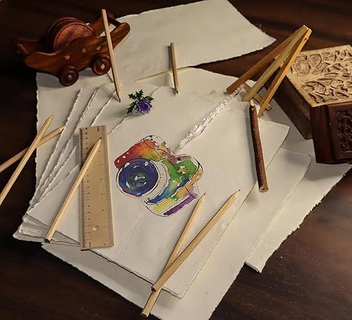 Miniatura 3 de Papel de acuarela A4 de 1175 x 825 pulgadas papel de acuarela de arte mixto 200 GSM grueso borde de cubierta de algodón virgen hecho a mano 50 hojas