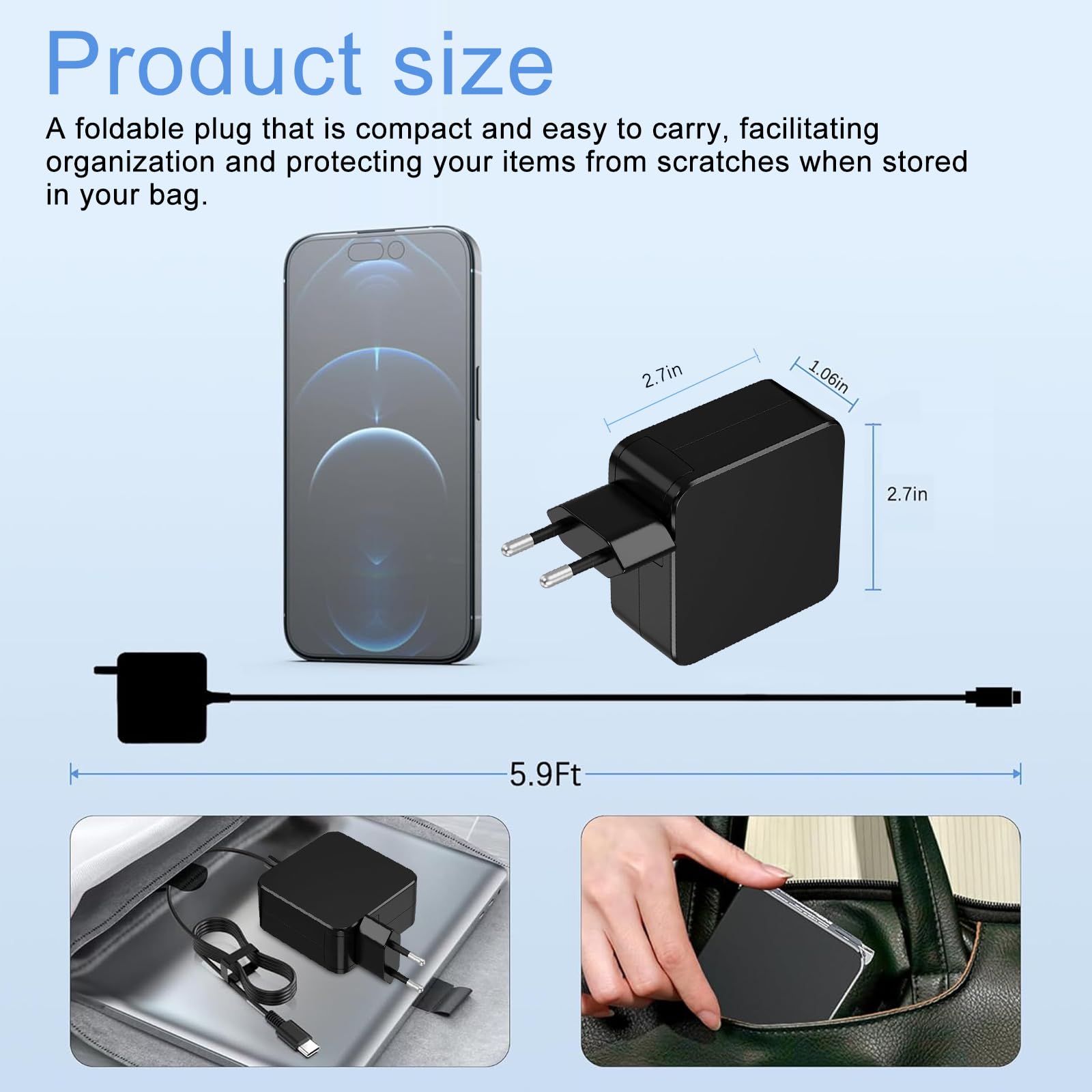 Chargeur USB C 65W SCOVEE Compatible MacBook Pro/Air Lenovo Thinkpad Yoga Huawei Matebook HP Chromebook ASUS Zenbook Acer Chromebook Dell