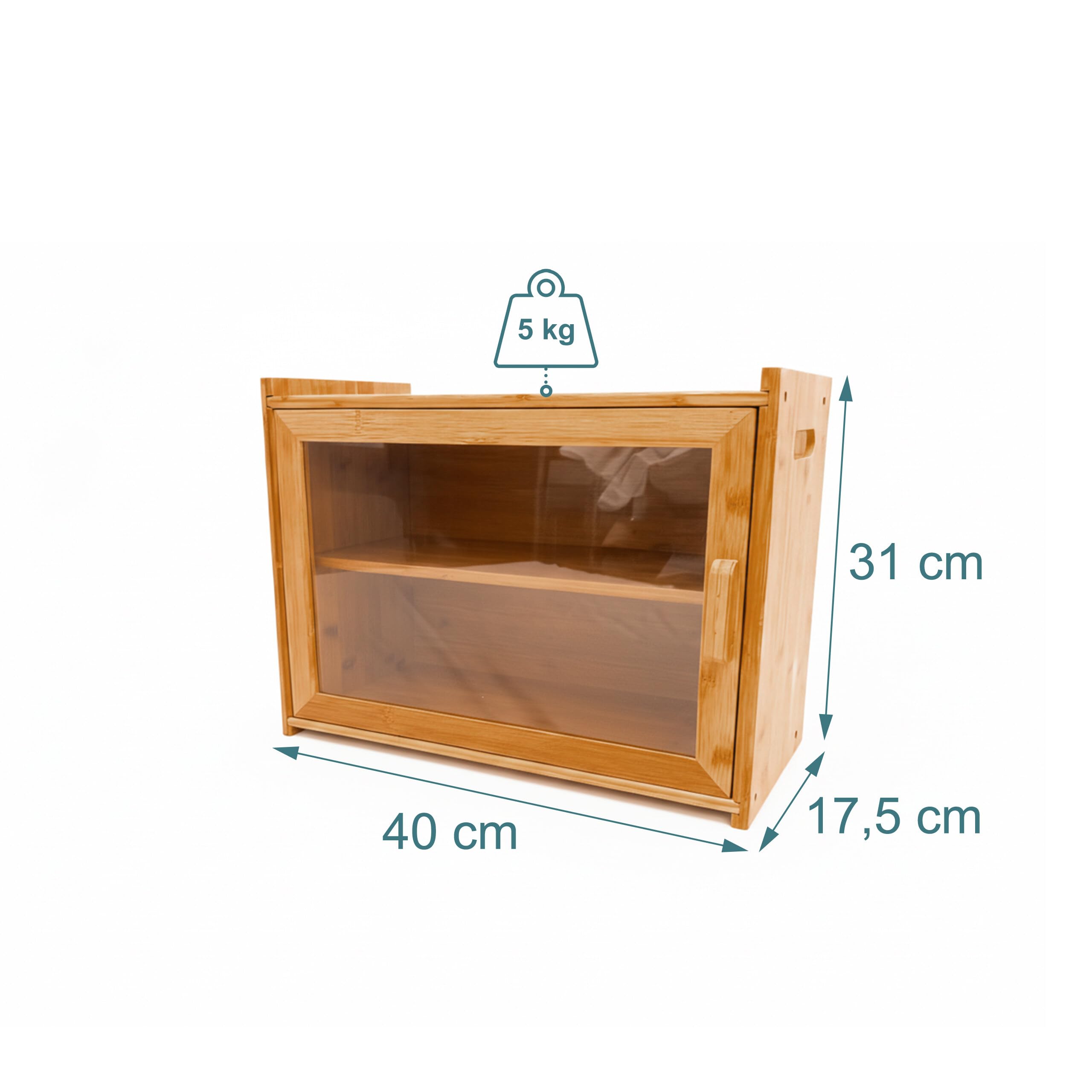Relaxdays Panera de bambú 2 Niveles con Ventana y Pinza para Tostadas, 31x40x17,5 cm, Natural