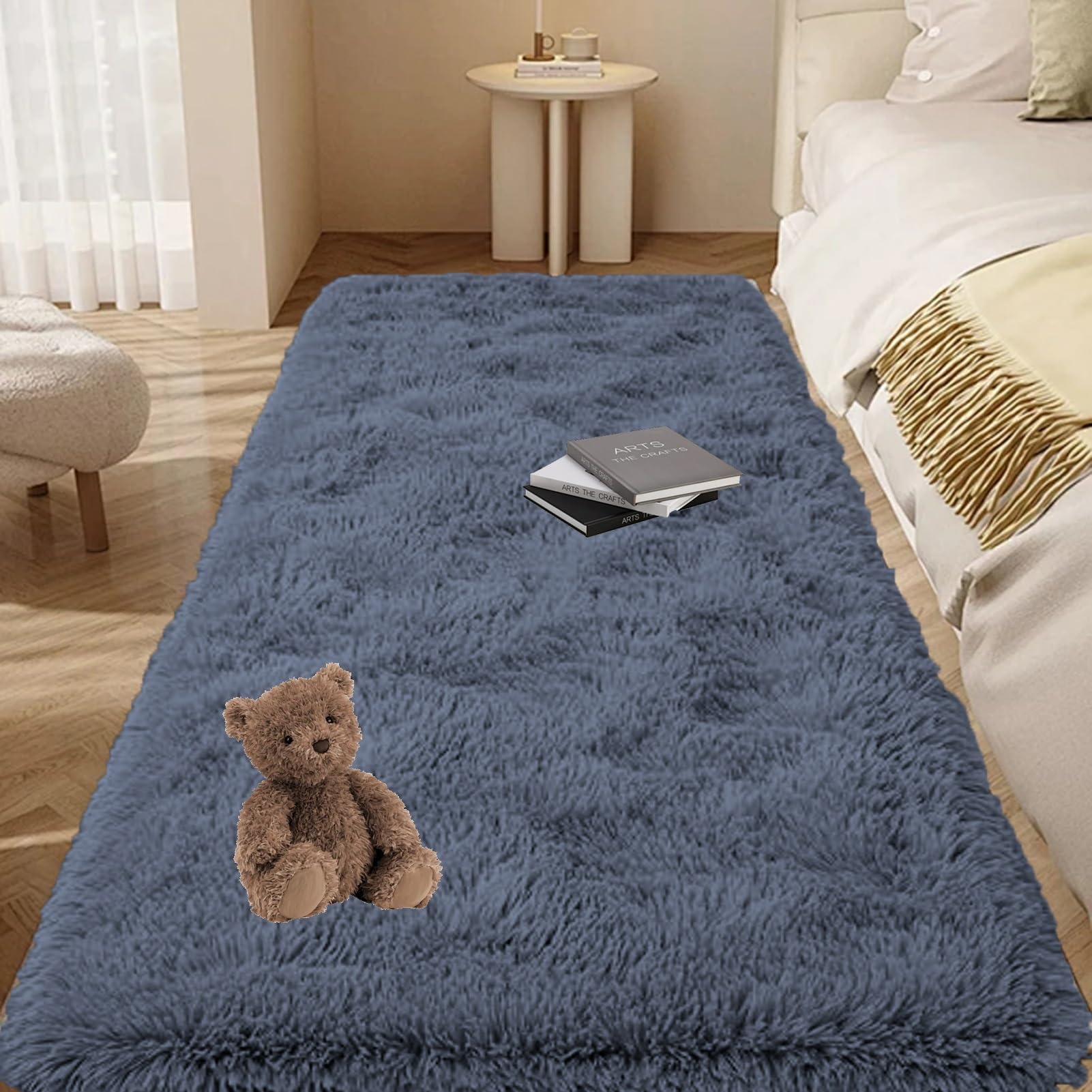 GOUTUI Large Rugs Bedroom 120 x 260 cm Super-Soft Fur Look Modern Rugs Non-Slip Underside for Play Area Lounge Room Living Room, Grey