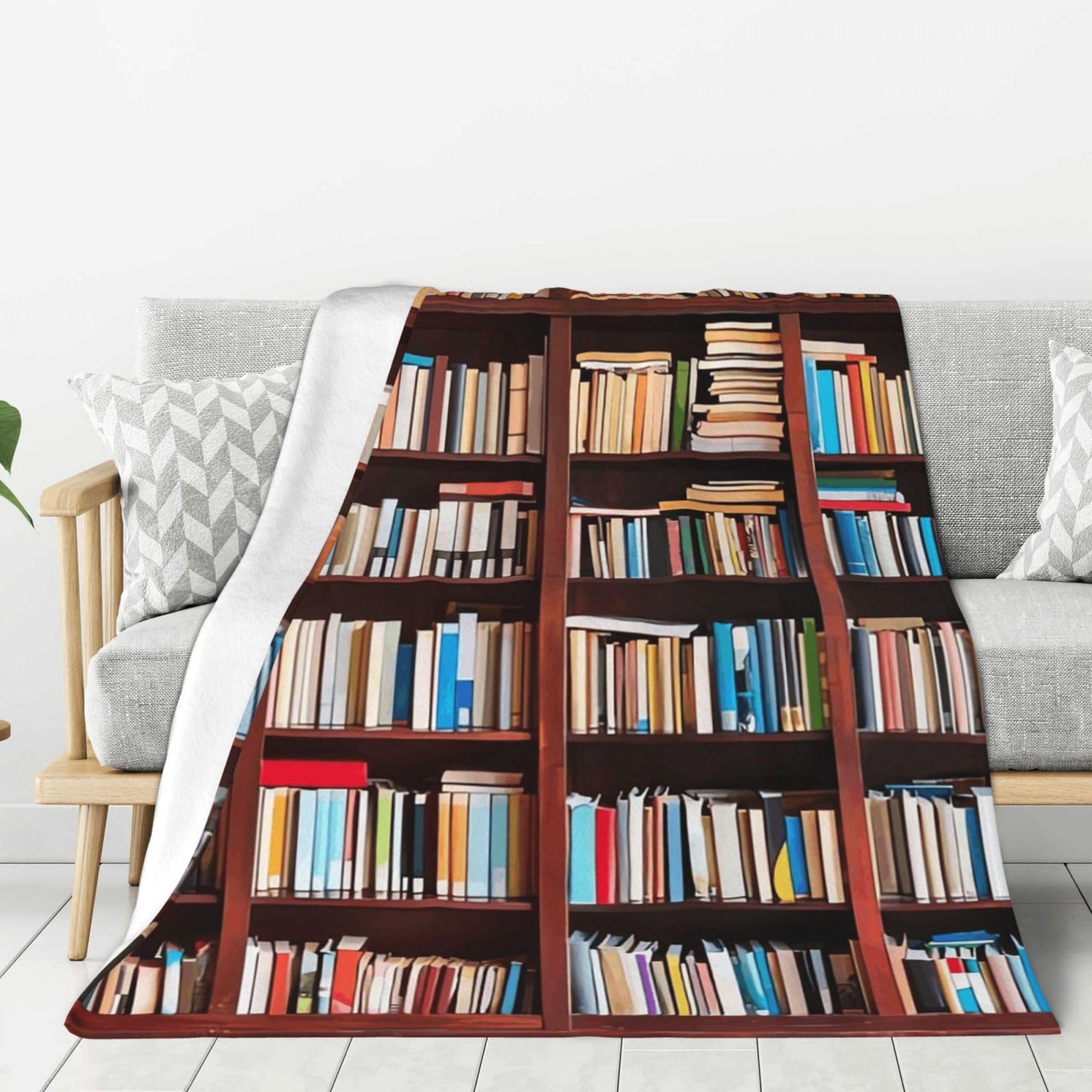 Books Throw Blanket Plush Flannel Fleece Blanket, Soft Lightweight Cozy Blankets 60"X50" for Bed Couch Sofa Travel
