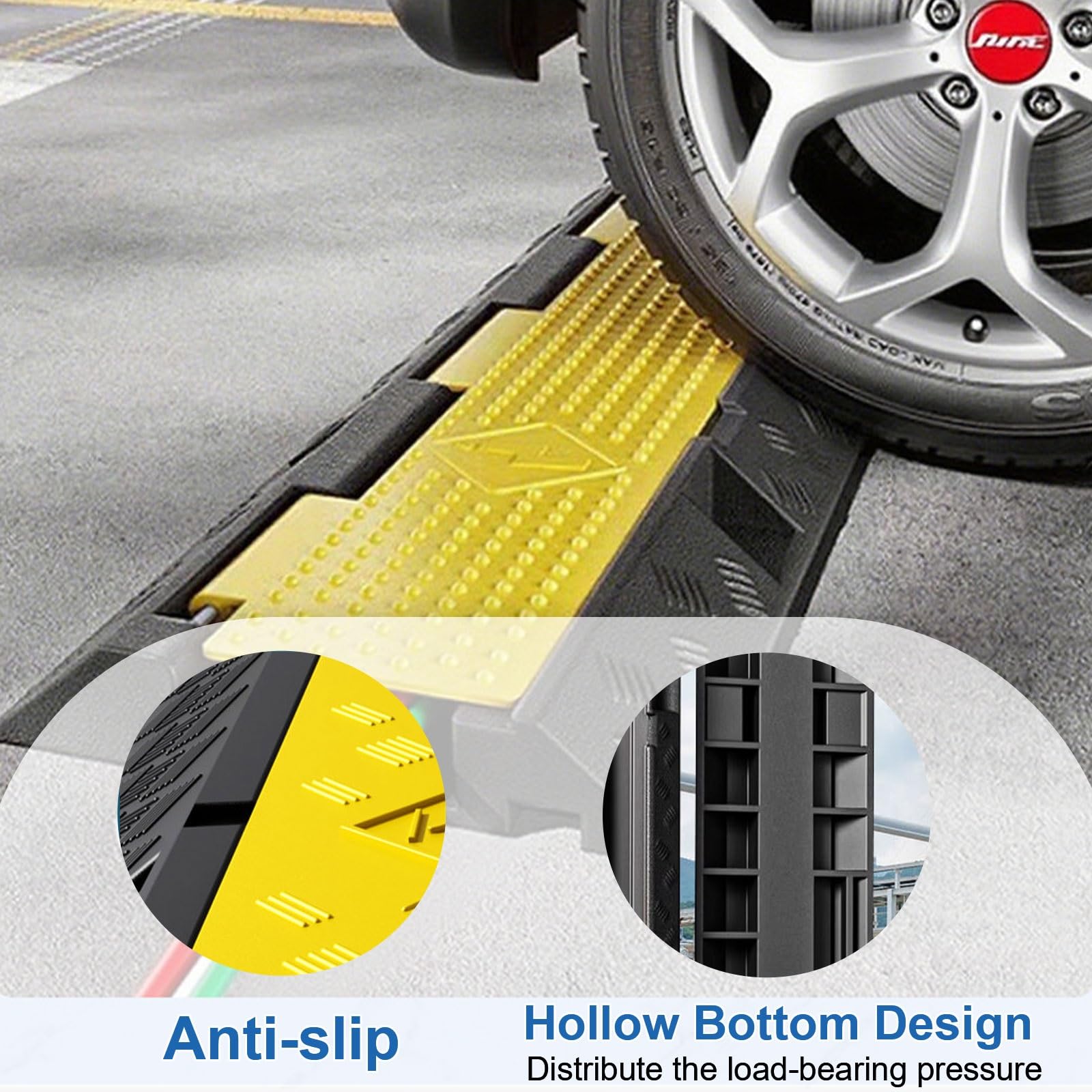 100 cm Goulotte Électrique Extérieur, 1 Canal Passe Câble, Haute Visibilité Passe Câble Bureau, pour Parkings, Routes, Écoles et Entrepôts