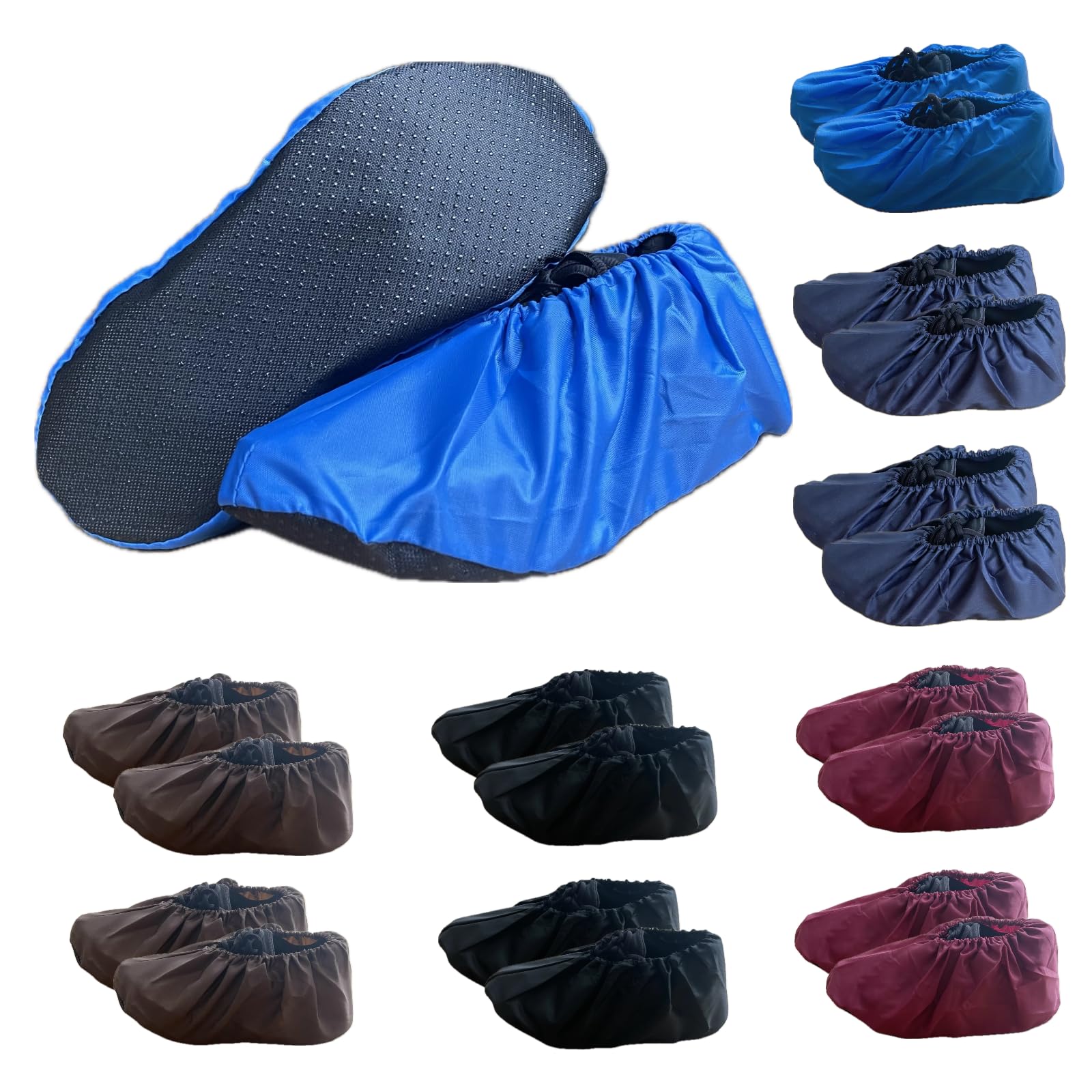 10 Pairs Washable Reusable Shoe Covers Light Weight Boot Covers Anti Slip Dustproof Booties For Indoor Household Office Laboratory (Multicolor, Extra Large)