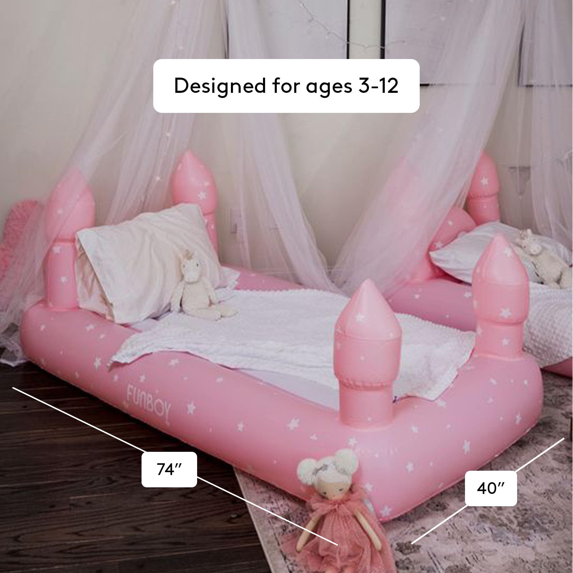 Amazon.co.jp: FUNBOY キッズ ピンク キャッスル お泊まり 旅行 ベッド  