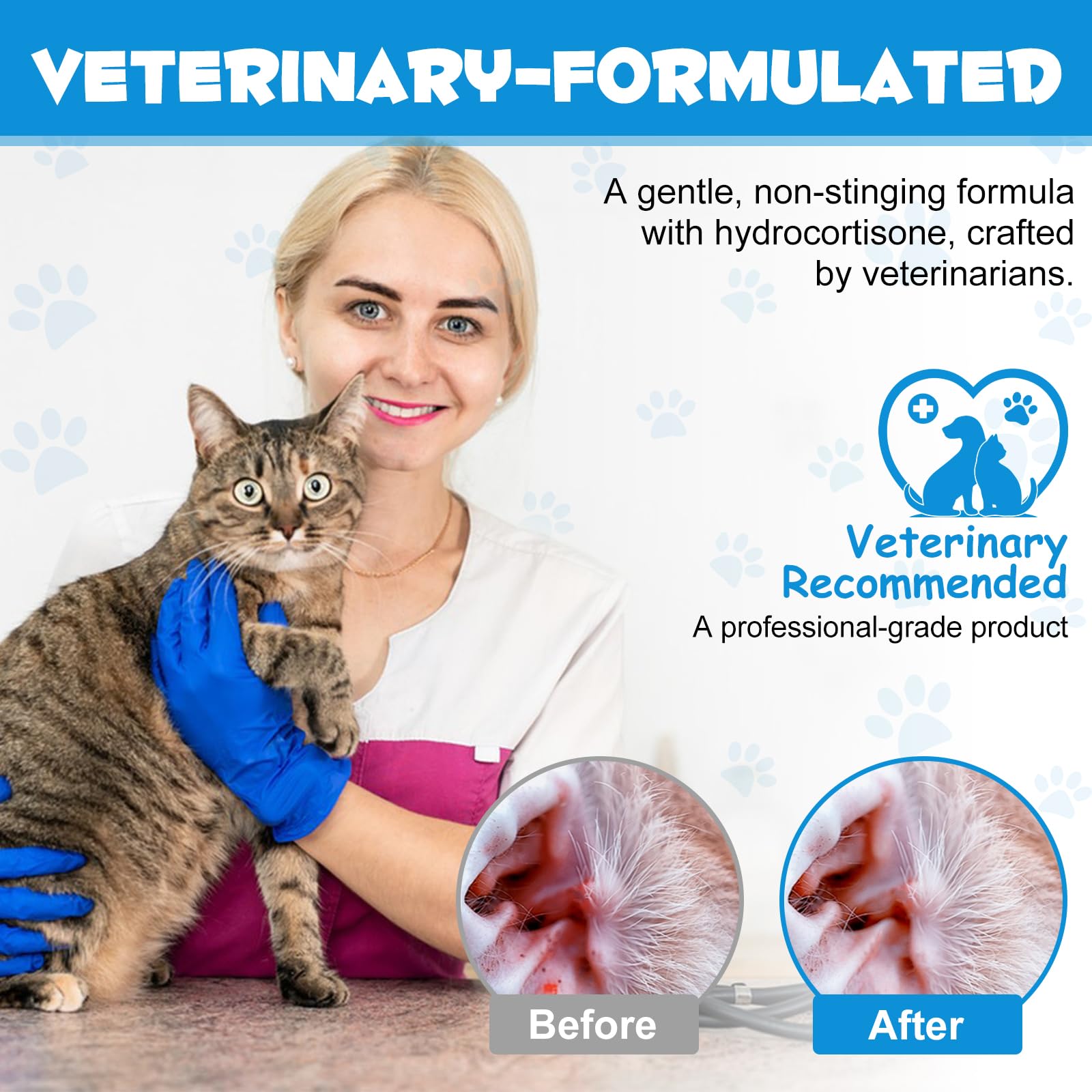bnHUlMXw Ear Infection Treatment Drops for Dogs and Cats,with 1% Hydrocortisone Soothing Dog Yeast Infection, Itchy Ear Relief-Treats Ear Infections for Dogs & Cats - 2 fl oz - image 3