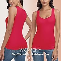 Vista 4 de WOWENY Camiseta sin mangas de forro polar térmico para mujer, sin mangas, cuello corazón, chaleco de invierno, ropa interior, camiseta cálida