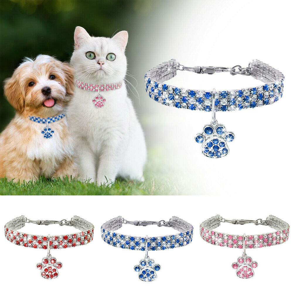 Pets Empire Crystal Diamante Bling Dog Cat Puppy Collar Small Pet Rhinestone Safety Band (Medium, Blue) (B08Y5JVQTR) Amazon Price History, Amazon Price Tracker