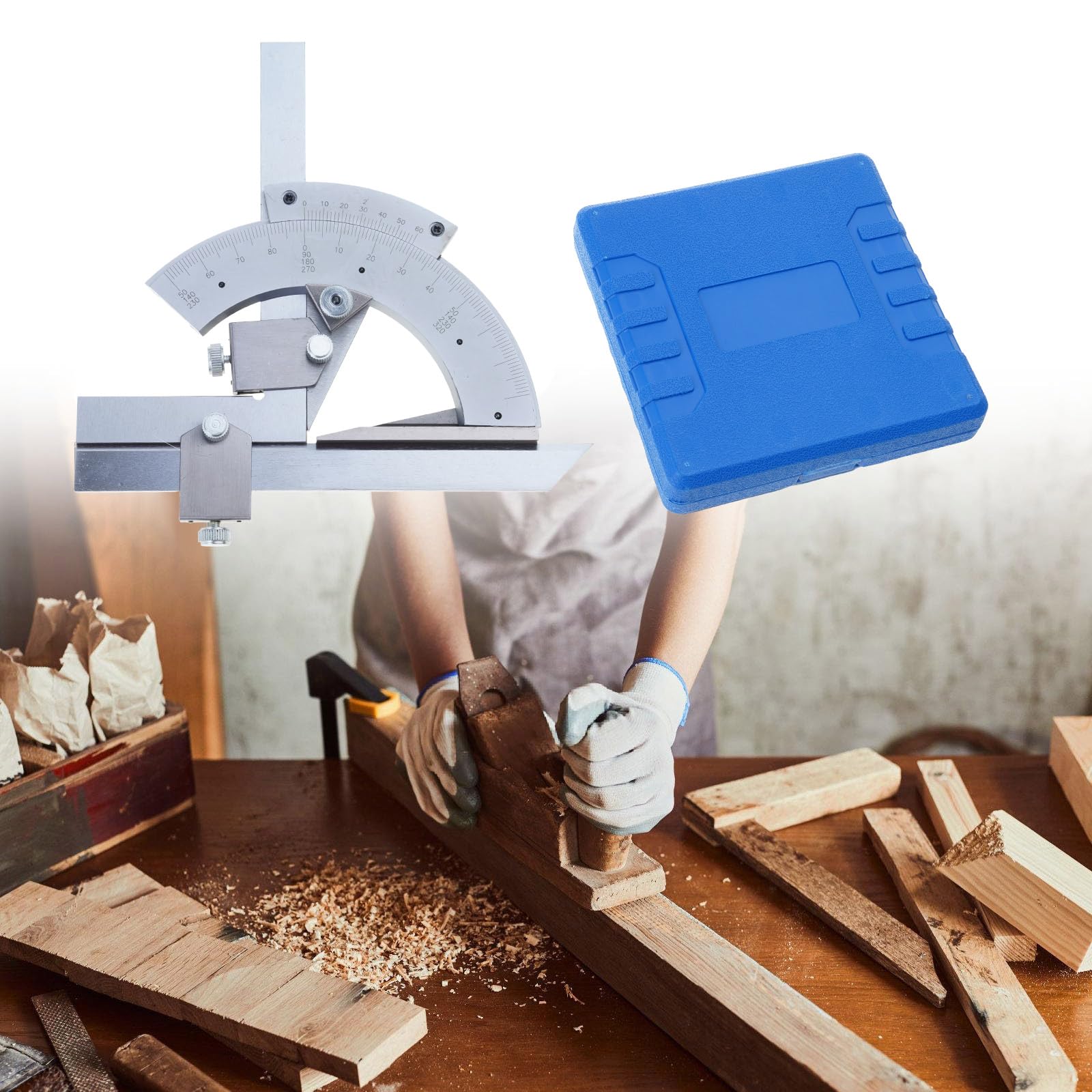 Righelli per ricerca angoli Goniometro per smussatura a corsoio in metallo Strumento misurazione per la lavorazione del legno Goniometro per misura angoli 0-320°