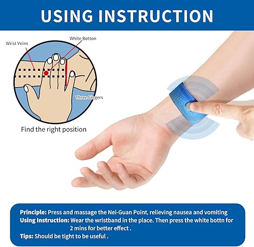 Miniatura 4 de Bandas de mareo por movimientopulsera de náuseas de acupresión para náuseas, pulseras de mareo para alivio natural de las náuseas matutinas, mareos,