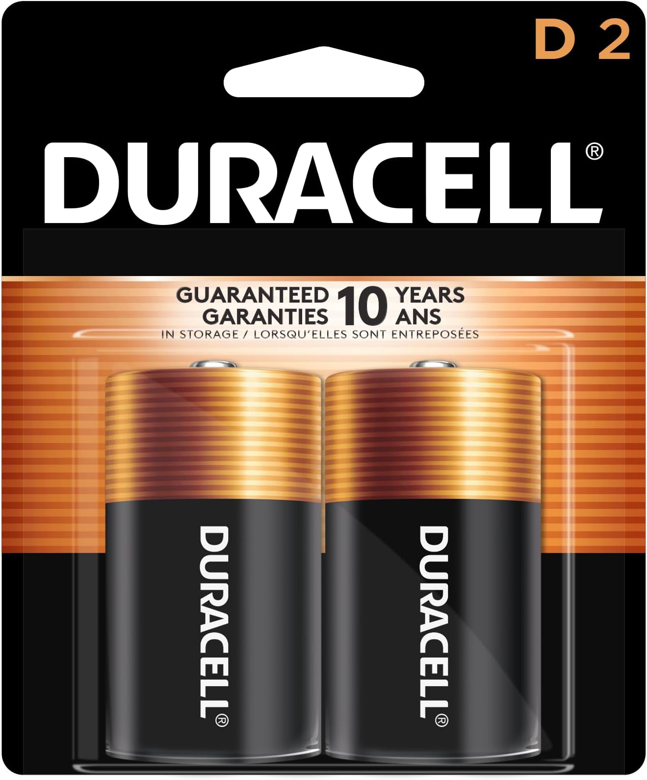 Duracell Coppertop D Batteries, 2 Count (1 Pack), D Battery with Long-lasting Power, All-Purpose Alkaline Battery for Household and Office Devices