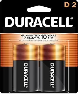 Duracell Coppertop D Batteries, 2 Count (1 Pack), D Battery with Long-lasting Power, All-Purpose Alkaline Battery for Household and Office Devices