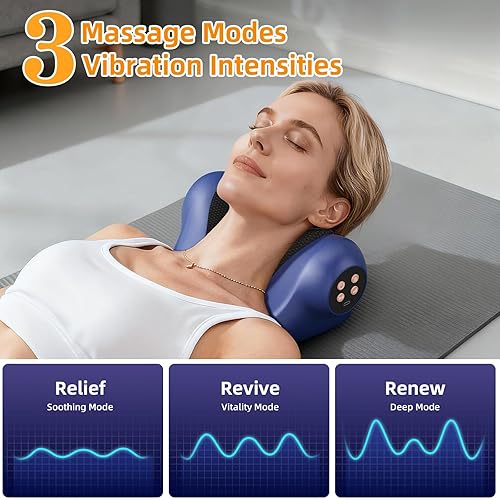 Miniatura 7 de Masajeador de cuello con calor, almohada masajeadora de cuello con 3 modos y calor, masaje eléctrico inalámbrico 3 en 1 de hombro con 2000 mAh,