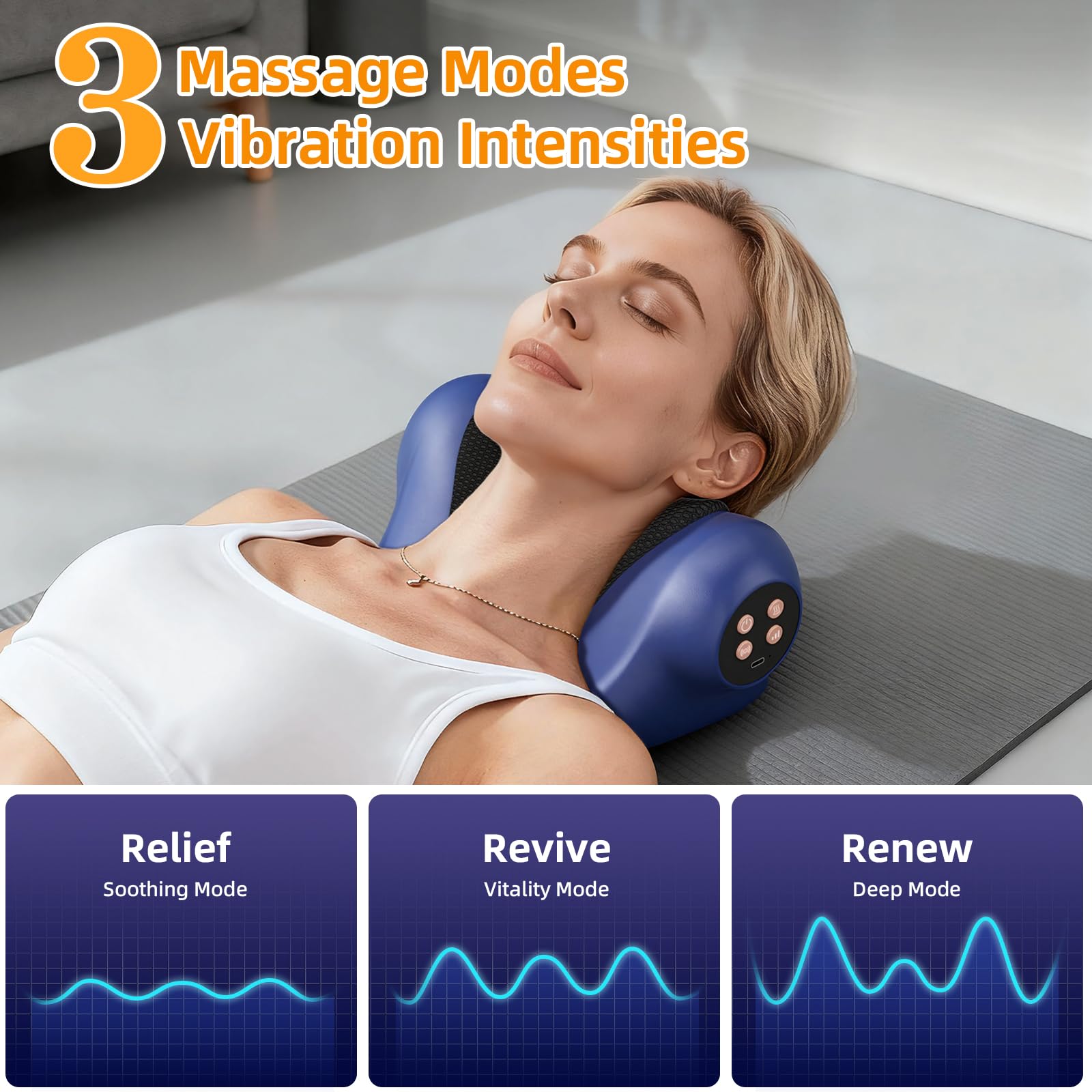 Masajeador Cervical y Espalda InaláMbrico para Dolor 3 EN 1 Masajeador Cervical con Calor y Vibración Alivia las Molestias con el Masajeador de cuello y cervicales y Espalda