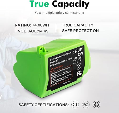 Miniatura 5 de 5200mAh 14.4V 74.88Wh nueva batería de repuesto S9 para iRobot Roomba Accesorios S9 9150 S9+ 9550 S9550 S9 Plus S955020 S955880 Series, PN ABL-B