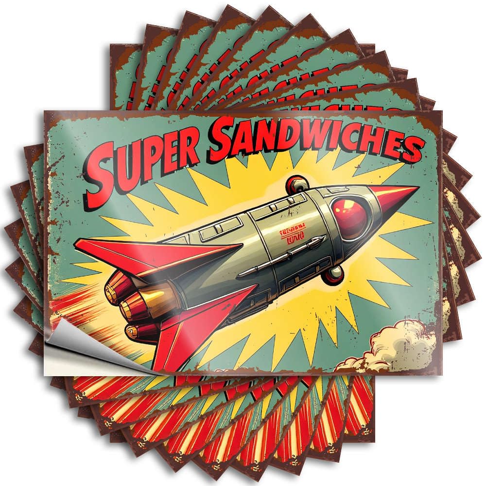 Restroom Accessories Tattoos Durable Bumper | Super Sandwiches: Rocket Fuel for Your Day! Smiley Face Self Adhesive Sticker for Antimicrobial DIY(12X18CM)