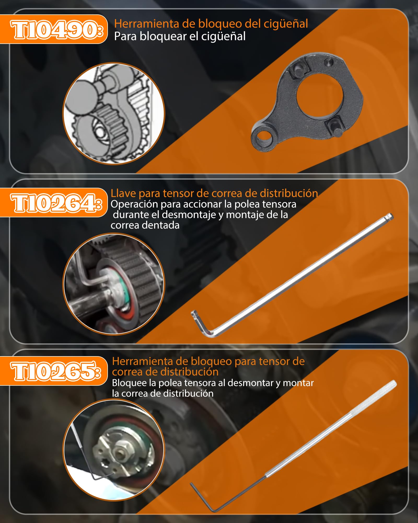 Util Calado Distribucion Timing Belt Tit Compatible con VW para Audi para Skoda para Seat T10264 T10265 T10490 T10051 3359 T10060A pour 1.4 1.6 2.0 TDI CR EA288 Kit Calado Distribucion