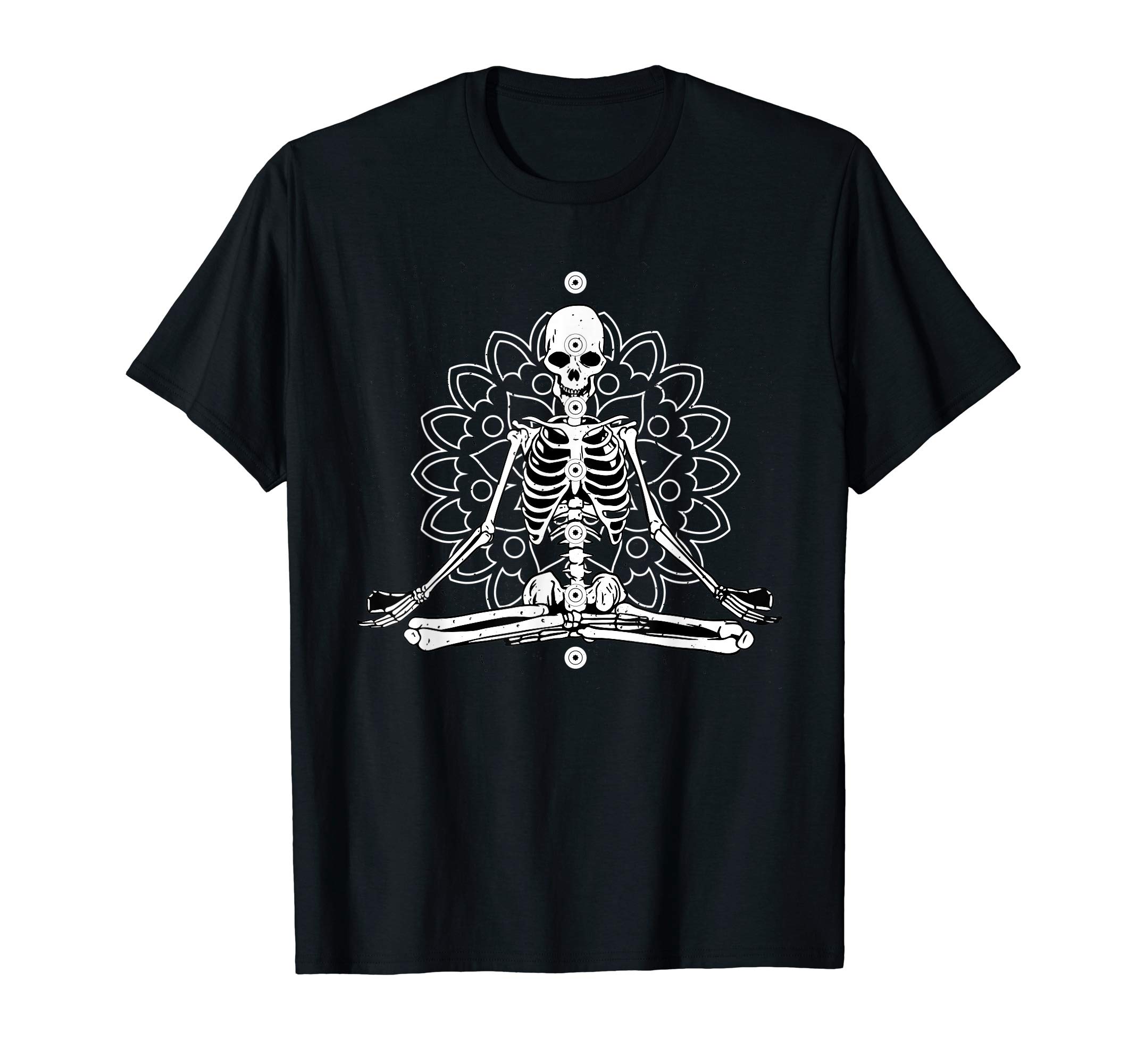 Yoga Halloween Apparel Co.Skeleton Meditation Mandala Halloween Yoga Spiritual Gift T-ShirtOEKO-TEX STANDARD 100