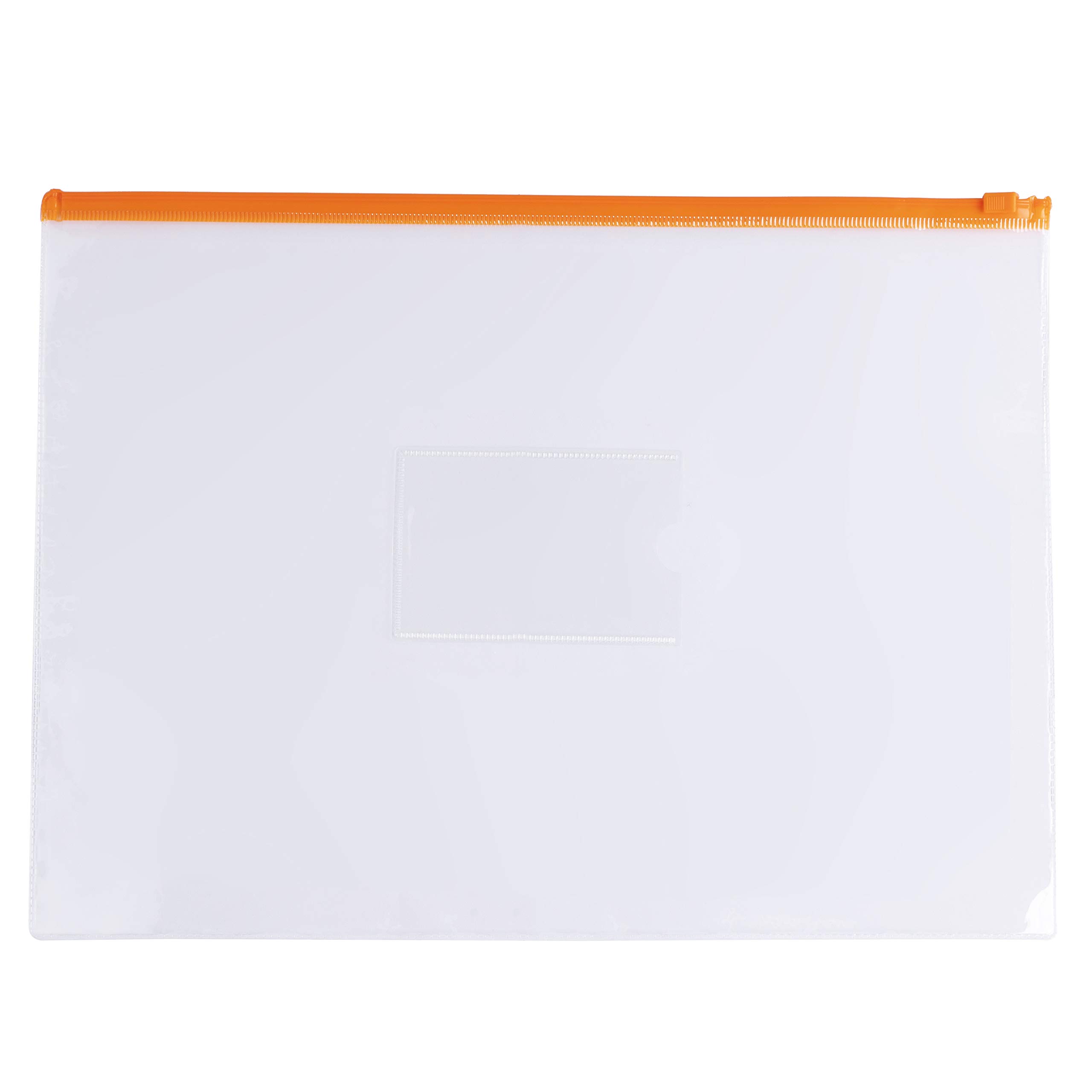 Pack of 12 A4 Clear Zippy Bags with Orange Zip