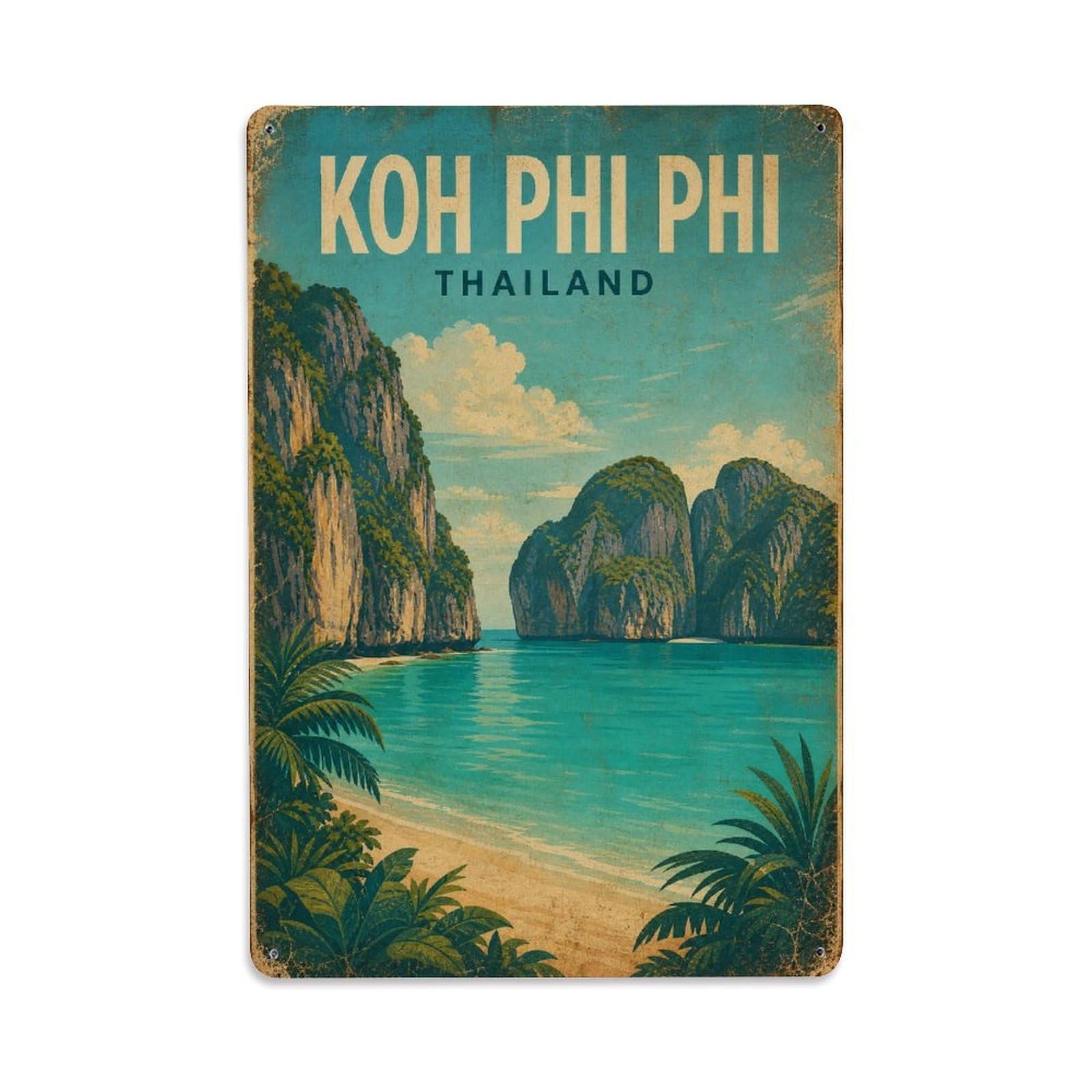Metal Tin Sign Retro Travel Thailand Koh Phi Phi