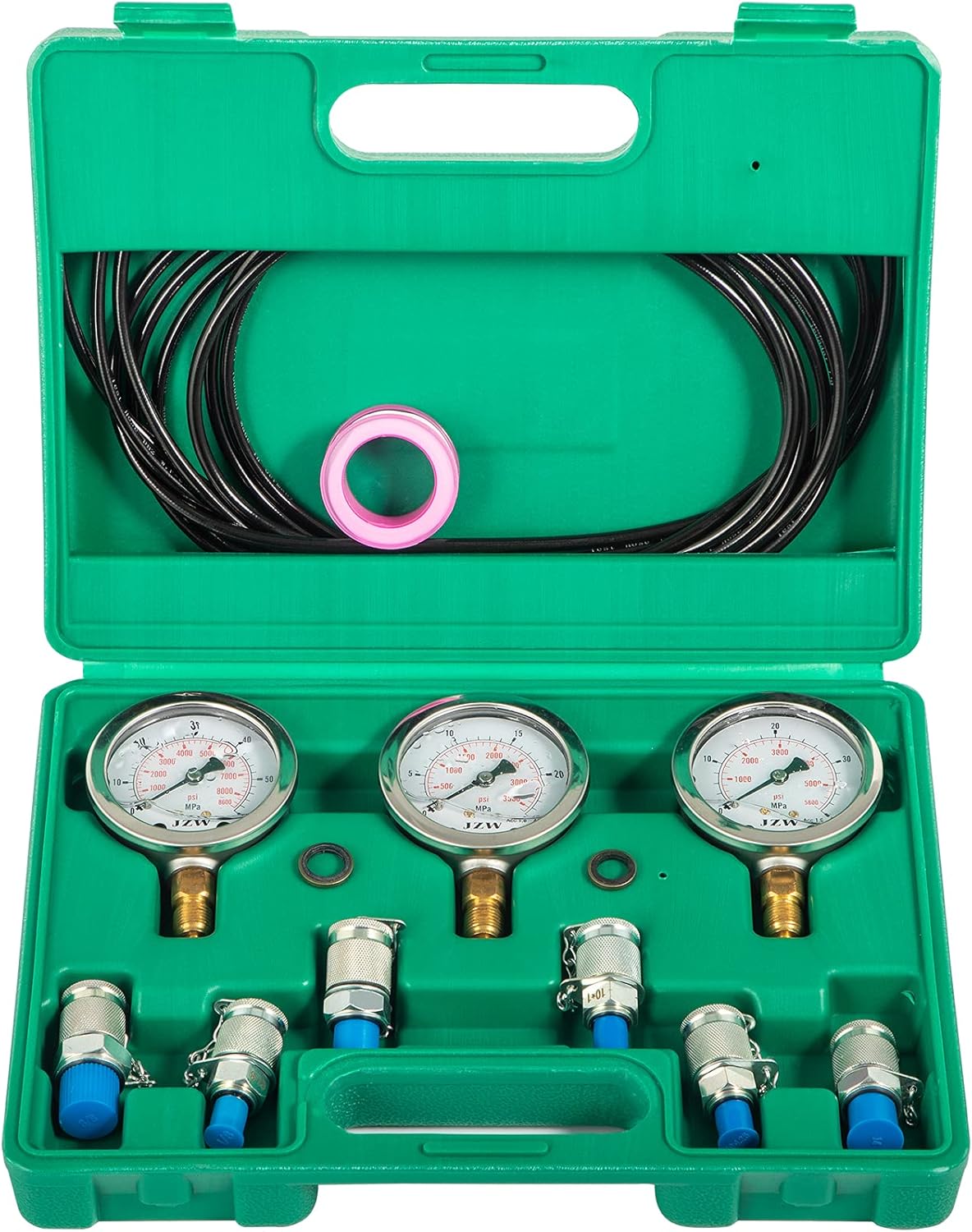 VEVOR Hydraulic Pressure Test Kit 25/40/60MPa, Hydraulic Test Gauge Kit