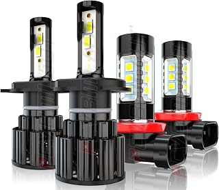 LED Headlights Compatible with Honda CRV 2007 2008 2009 2010-2014, H4 High Low Beam H11 Fog Light Bulb Kit, 60W 10000LM 6000K White Light Halogen Replacement Bulbs, Plug and Play, 4 Bulbs