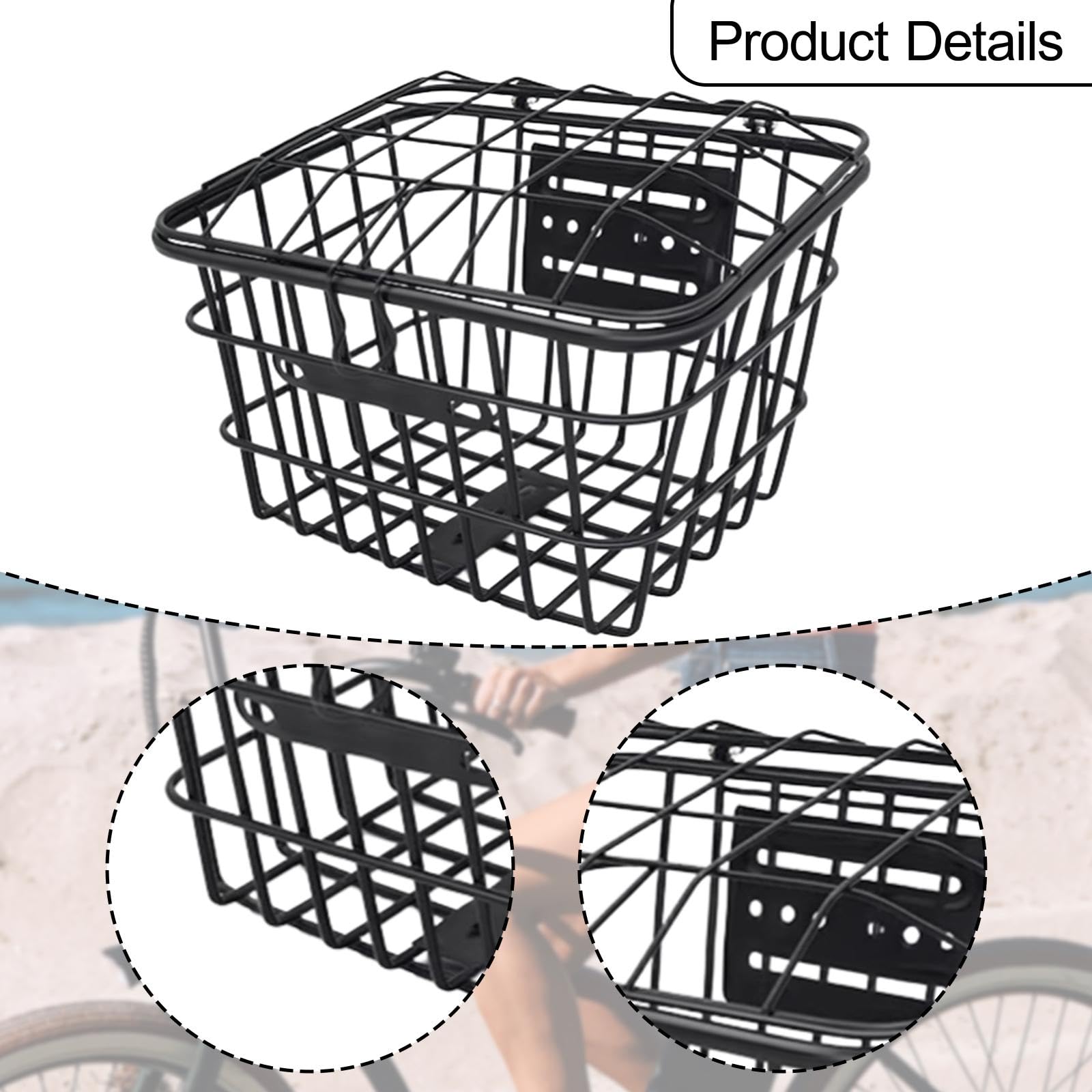 jojomis Kids Bike Basket Front Handlebar Basket with Lid - Lightweight Iron Wire Carrier for Boys Girls Street Bicycling Camping