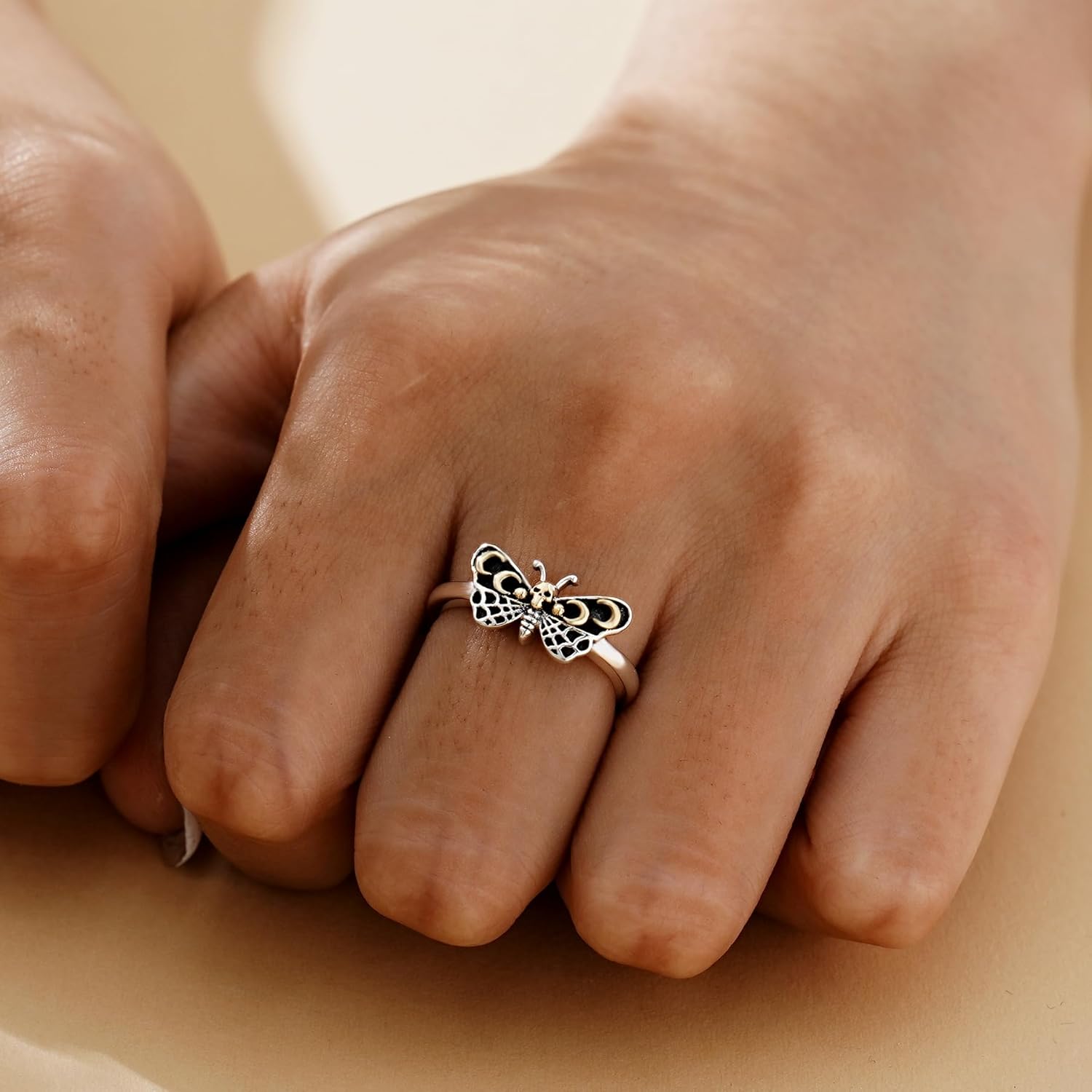 CHIC & ARTSY 925 Sterling Silver Open Rings for Women, Symbol & Theme Ring Includes Yin Yang, Moon, Compass, Skull, Celtic Knot & Ocean Style, Gothic Boho Nautical Jewelry