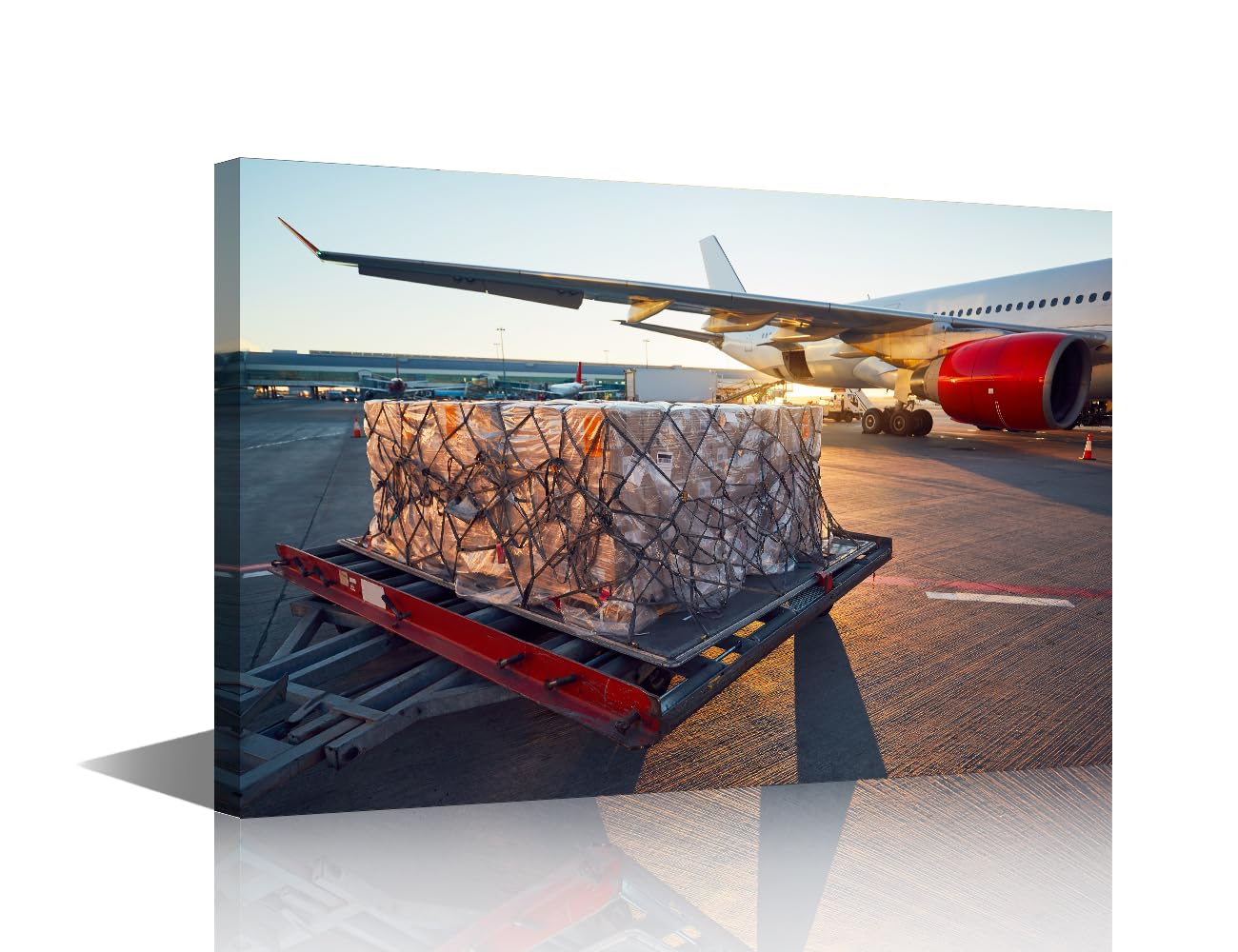 1 Panel Modern Wall Art Aeroplane Pictures Print on Canvas Wall Art for Living Room Bedroom Decoration, Aircraft Logistics Transportation Artwork Ready to Hang, 18" Wx12 H
