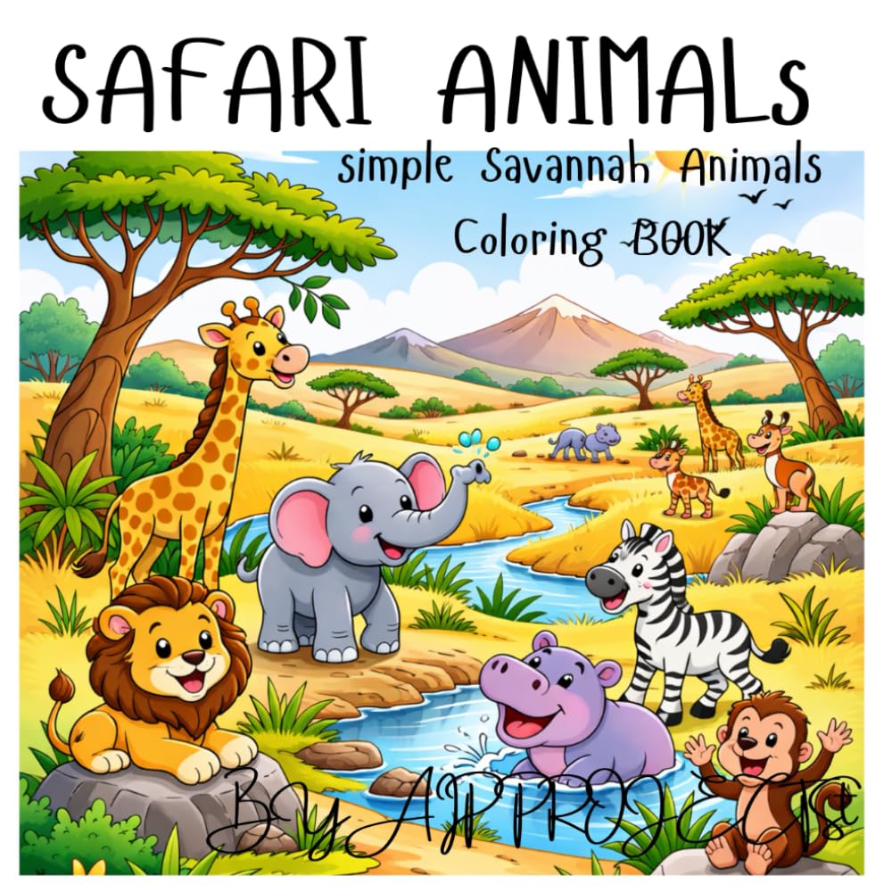 SAFARI ANIMALS: simple savannah animals colouring book