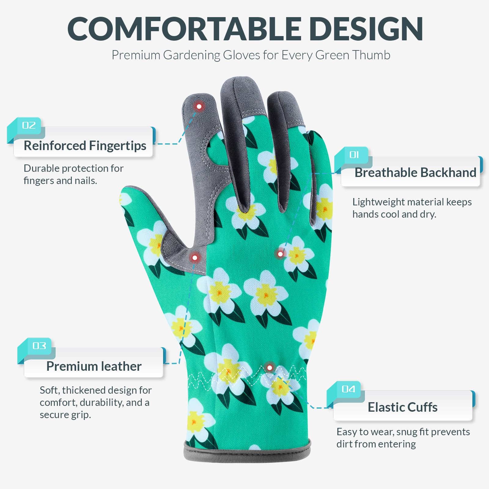 Baidast Guantes de jardinería para mujer, guantes de trabajo de cuero transpirable con gamuza de piel de ciervo, guantes a prueba de espinas para Yark/Garden