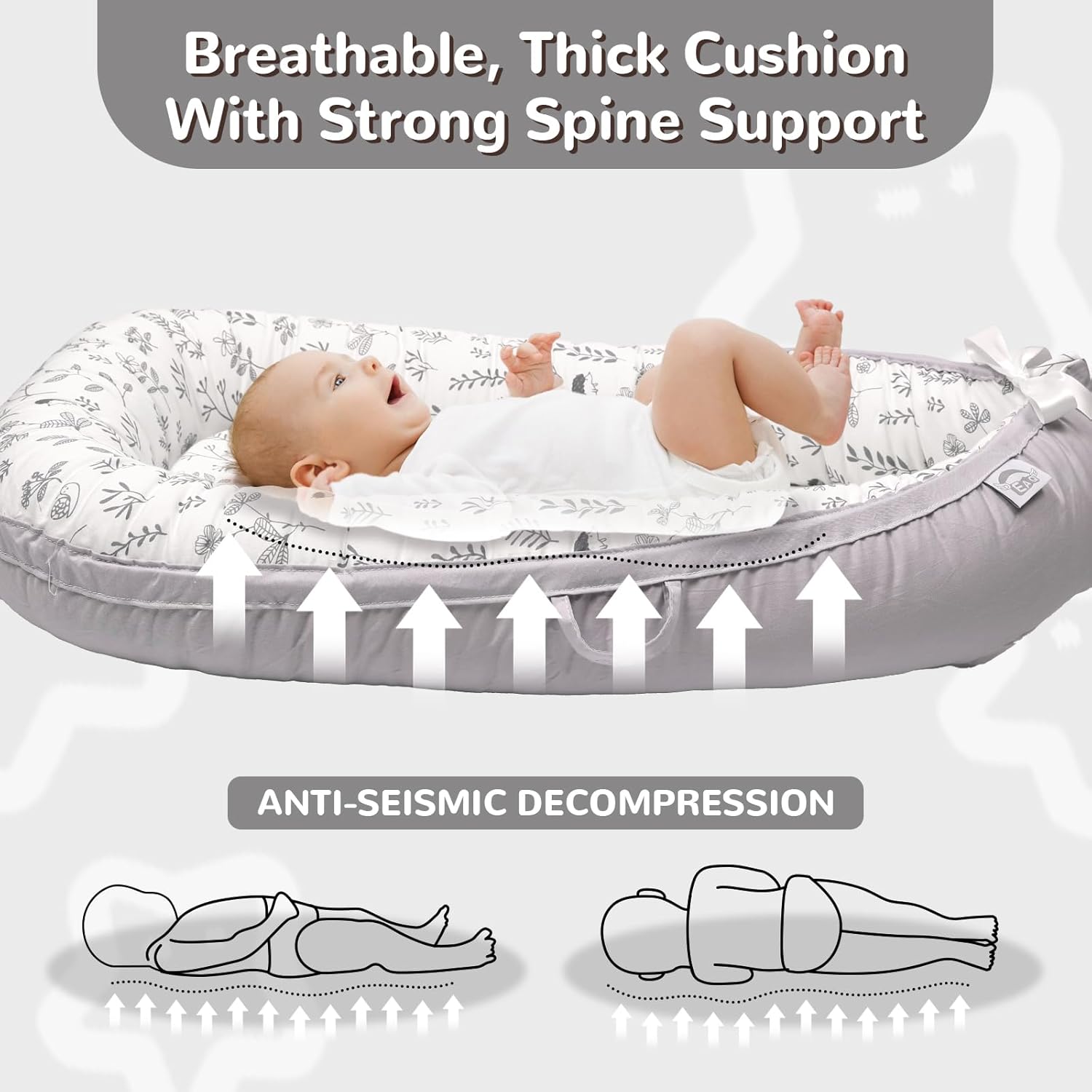 EAQ Baby Lounger Baby Nest for Co Sleeping Baby Bassinet Soft Breathable Perfect for Newborn Gift 100% Cotton Napping or Traveling for 0-12 Months (Hedgehog) 7 713TQdCo8GL. AC SL1500