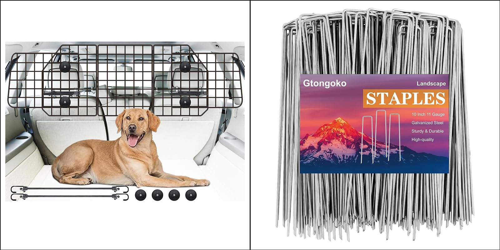 GtongokoDog Car Barriers Bundle 120 Pack Landscape Staples 10 Inch