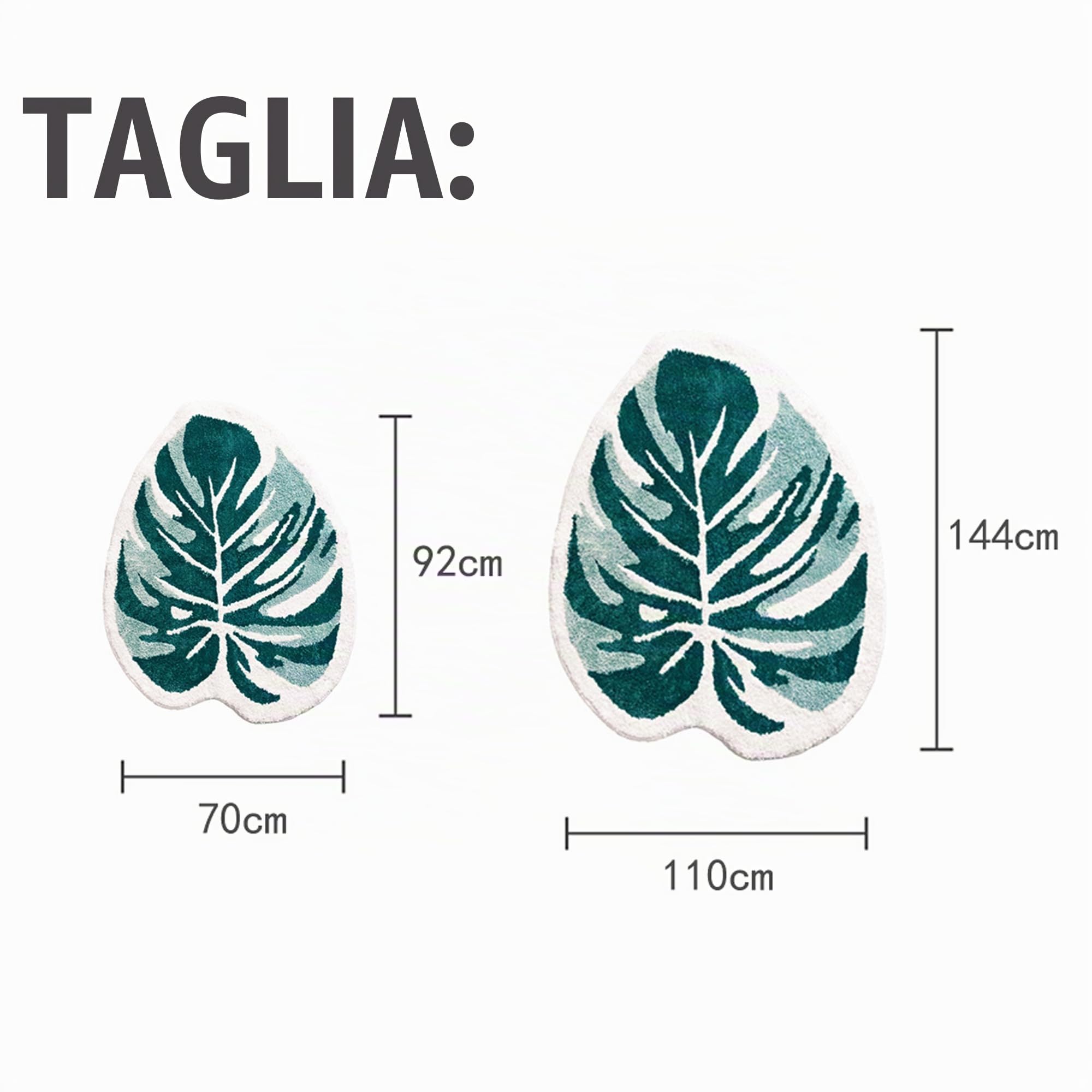 110×144cm Monstera tappeto bagno antiscivolo,ultra morbido,lavabile,per bambini,a forma di foglie,per bambini, per camera da letto, soggiorno,verde