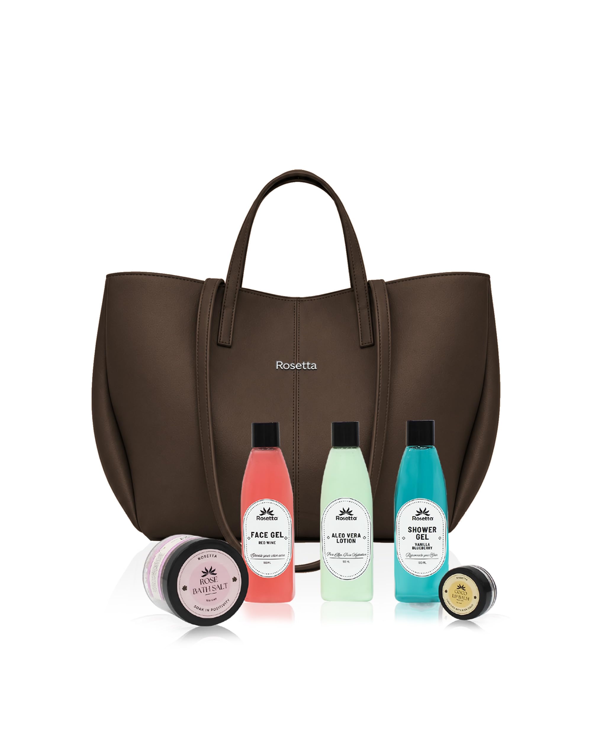 Rosetta Women's Stylish Brown Tote Handbag Combo| Premium Vegan Leather Shoulder Bag with Beauty & Skincare Kit| Travel, Office & Shopping Bag.-image-37