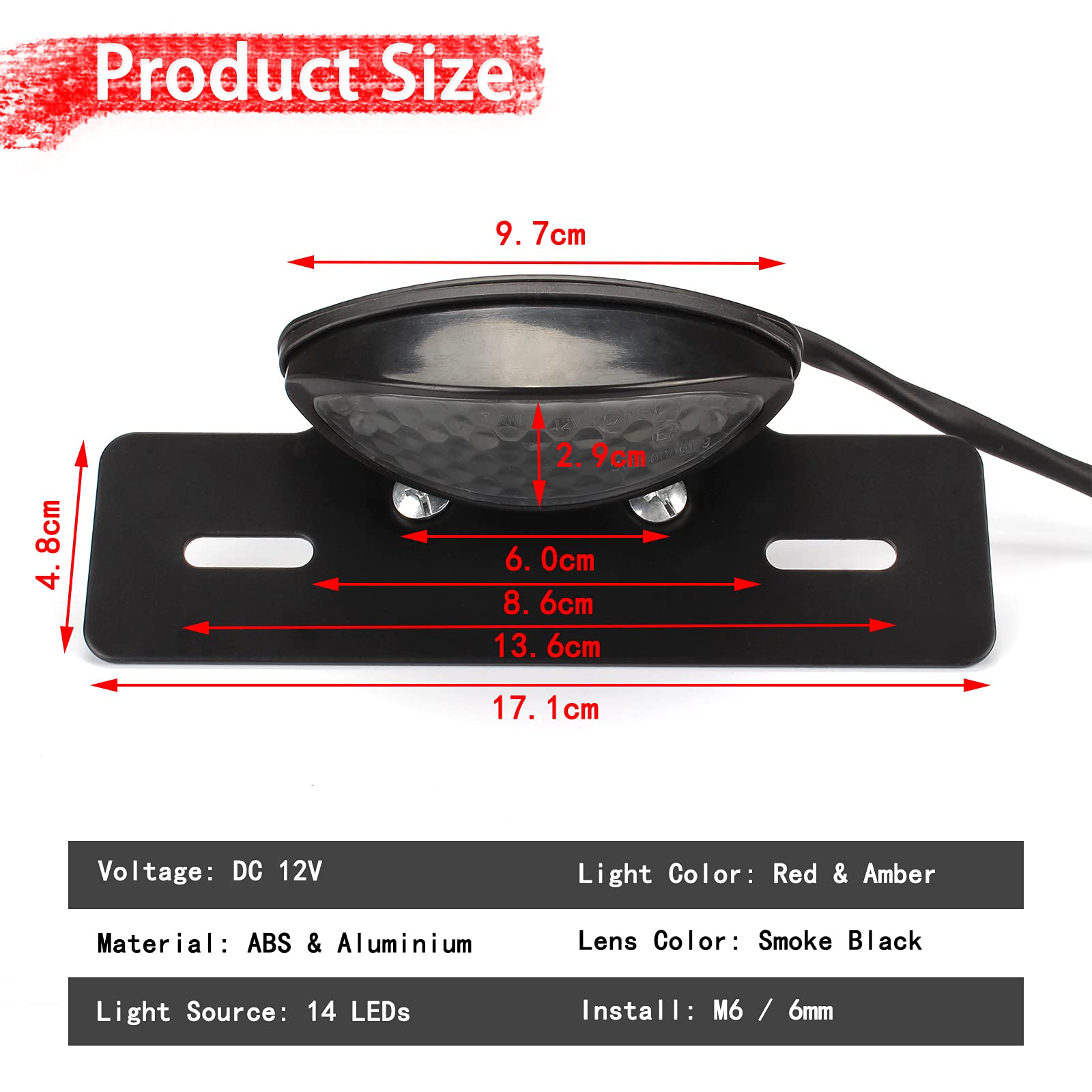 JMTBNO Fanale Posteriore LED Integrato Moto con Indicatore di Direzione Luce Stop Luce Freno Luce Targa Luce Frecce Omologato 12V Universale per Bobber Chopper Cafe Racer Scrambler