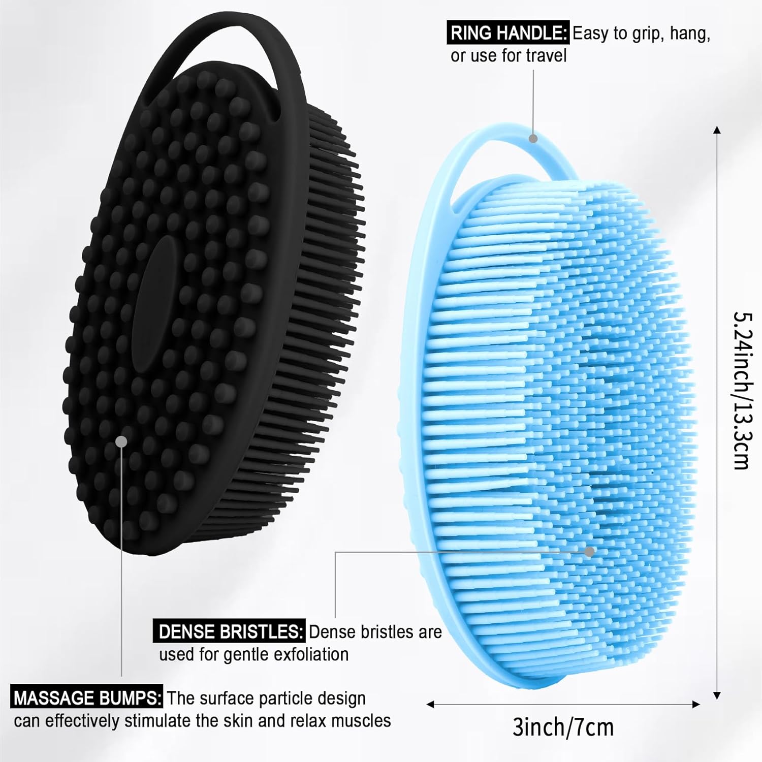 Soft Silicone Body Scrubber, 2 PCS Exfoliating Silicone Loofah, Body Scrubber Shower Brush Exfoliating and Massage 2 in 1, Bath Shower Brush for Cleaning Sensitive Skin Kids Women Men, Lather Well - Image 4