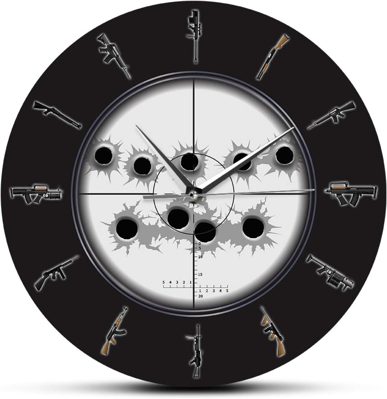 Decor Clock 12 Inch Sniper Sight with Bullet Holes Military Wall Art